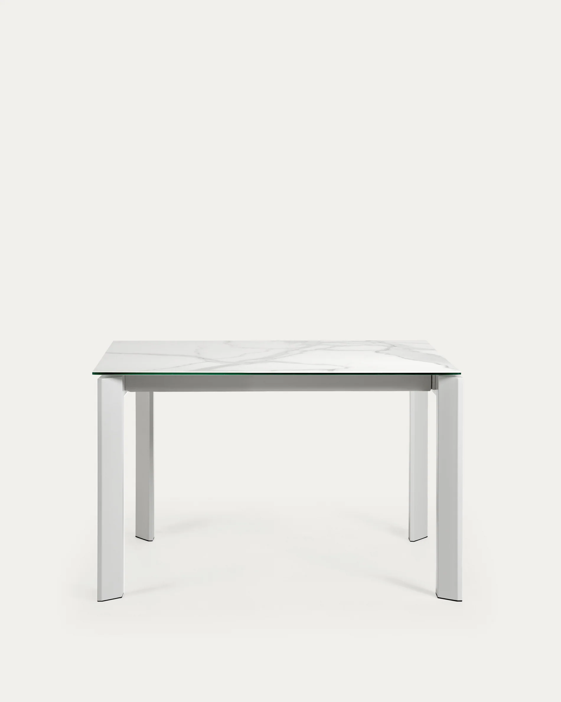 Axis porcelain extendable table in White Kalos finish with white legs 120 (180) cm