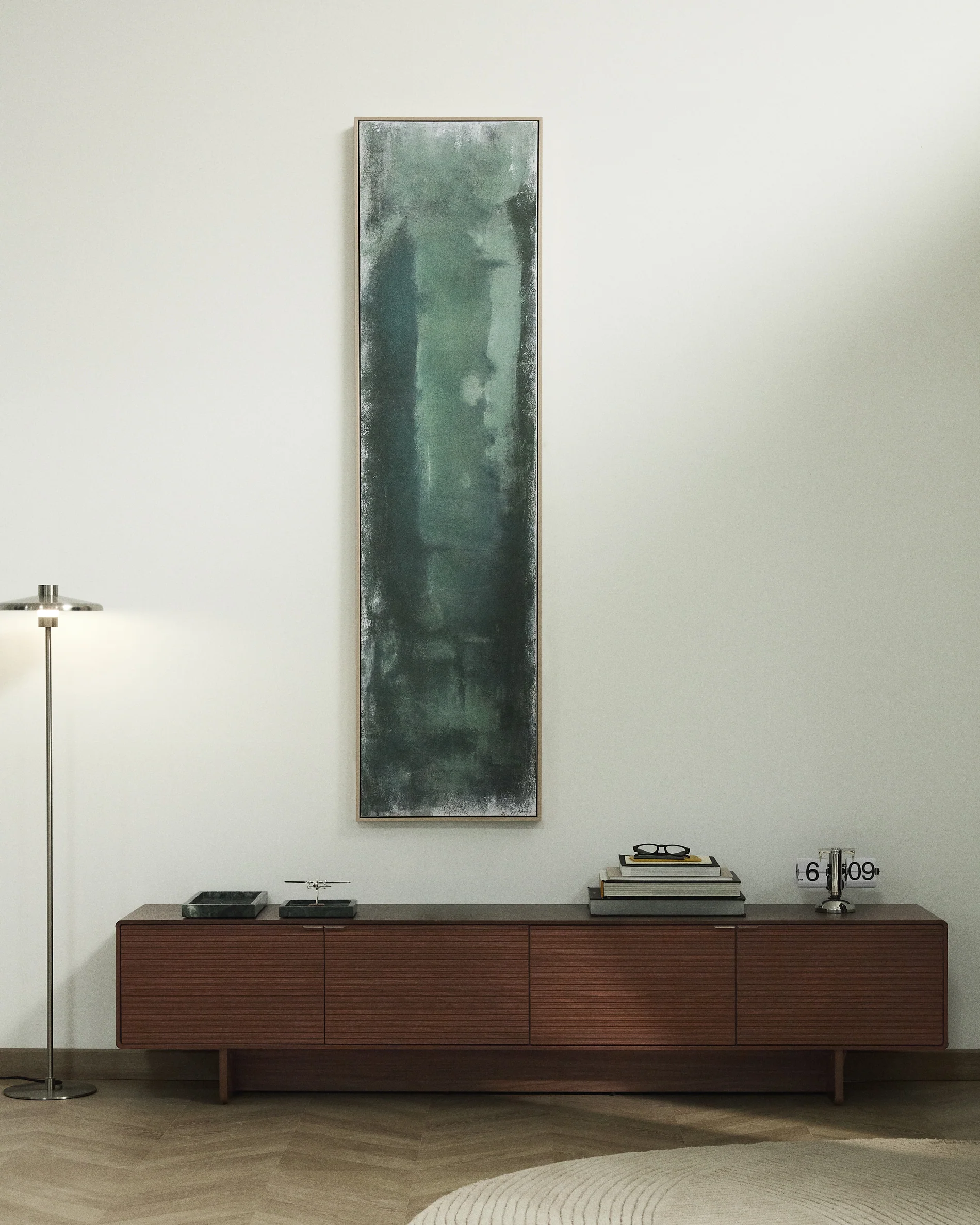 Norlen 4-door TV stand in walnut veneer FSC Mix Credit 200 x 46cm