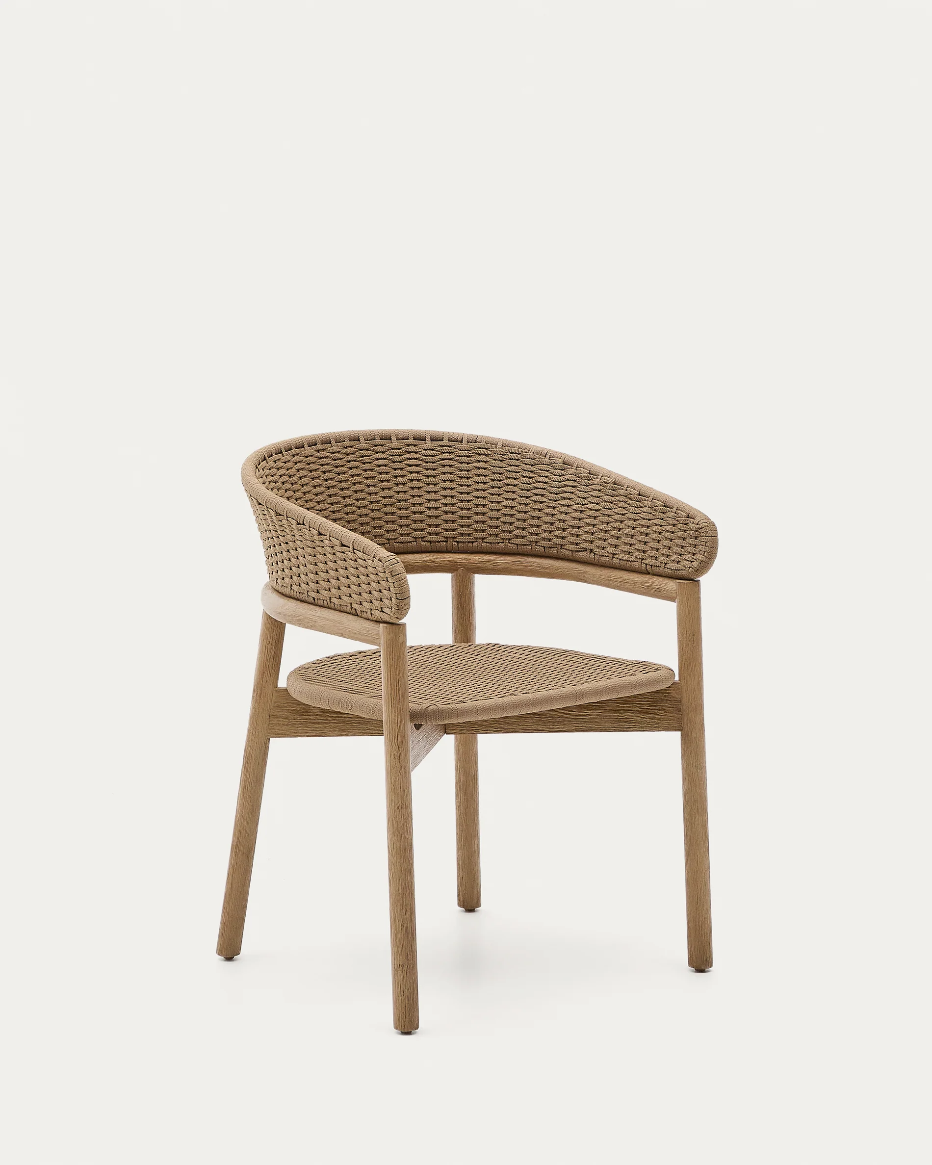 Arinella chair in FSC 100% solid acacia wood with natural finish and beige rope cord