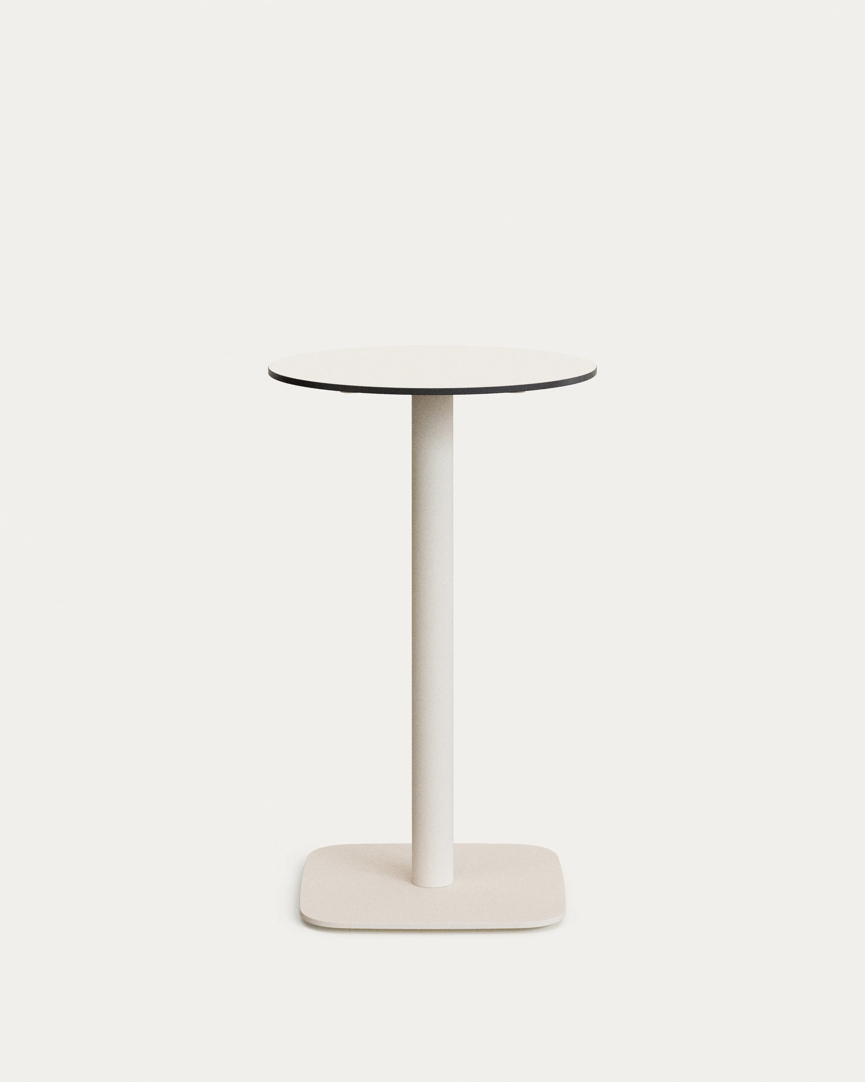 Dina high round outdoor table in white with metal leg in a painted white finish, Ø 60 x 96 cm