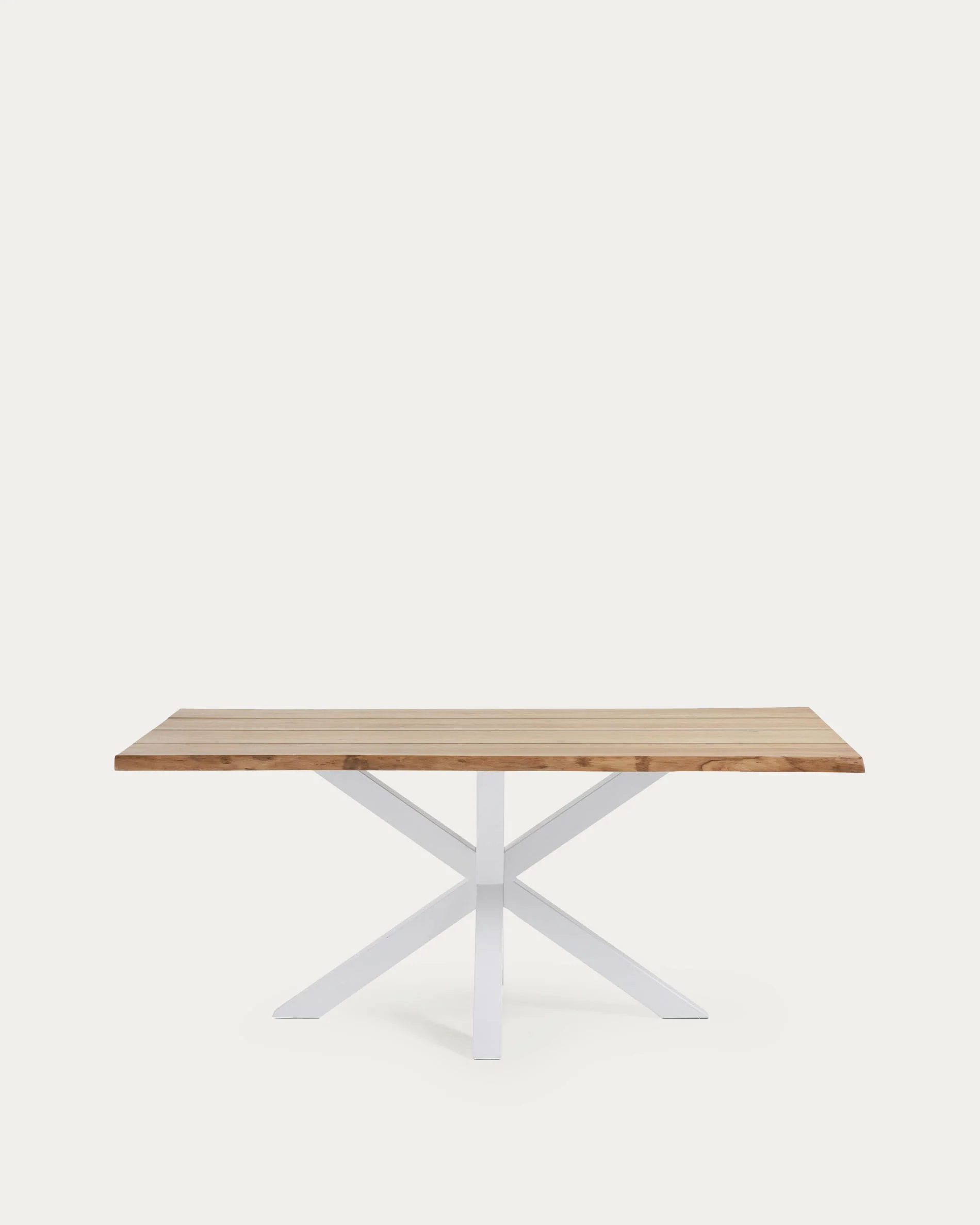 Argo oak veneer table with natural finish and steel legs with white finish 160 x 90 cm