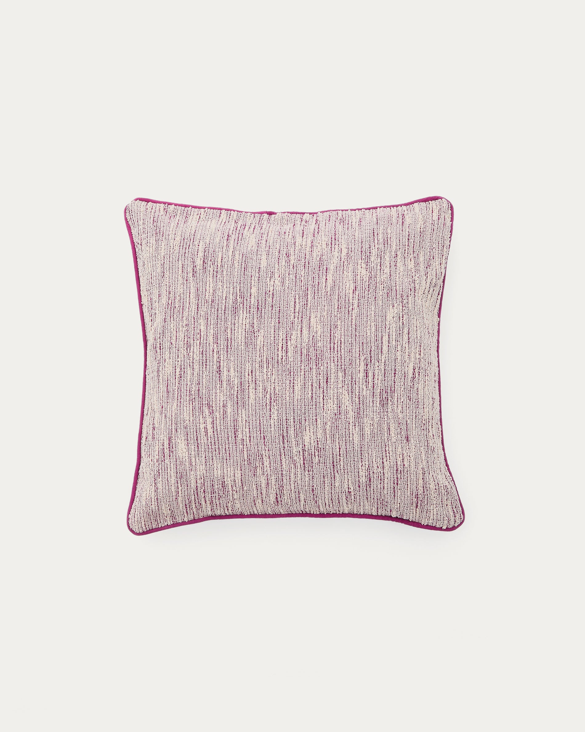 Brisella pink jacquard cushion cover with contrasting trim 45 x 45cm