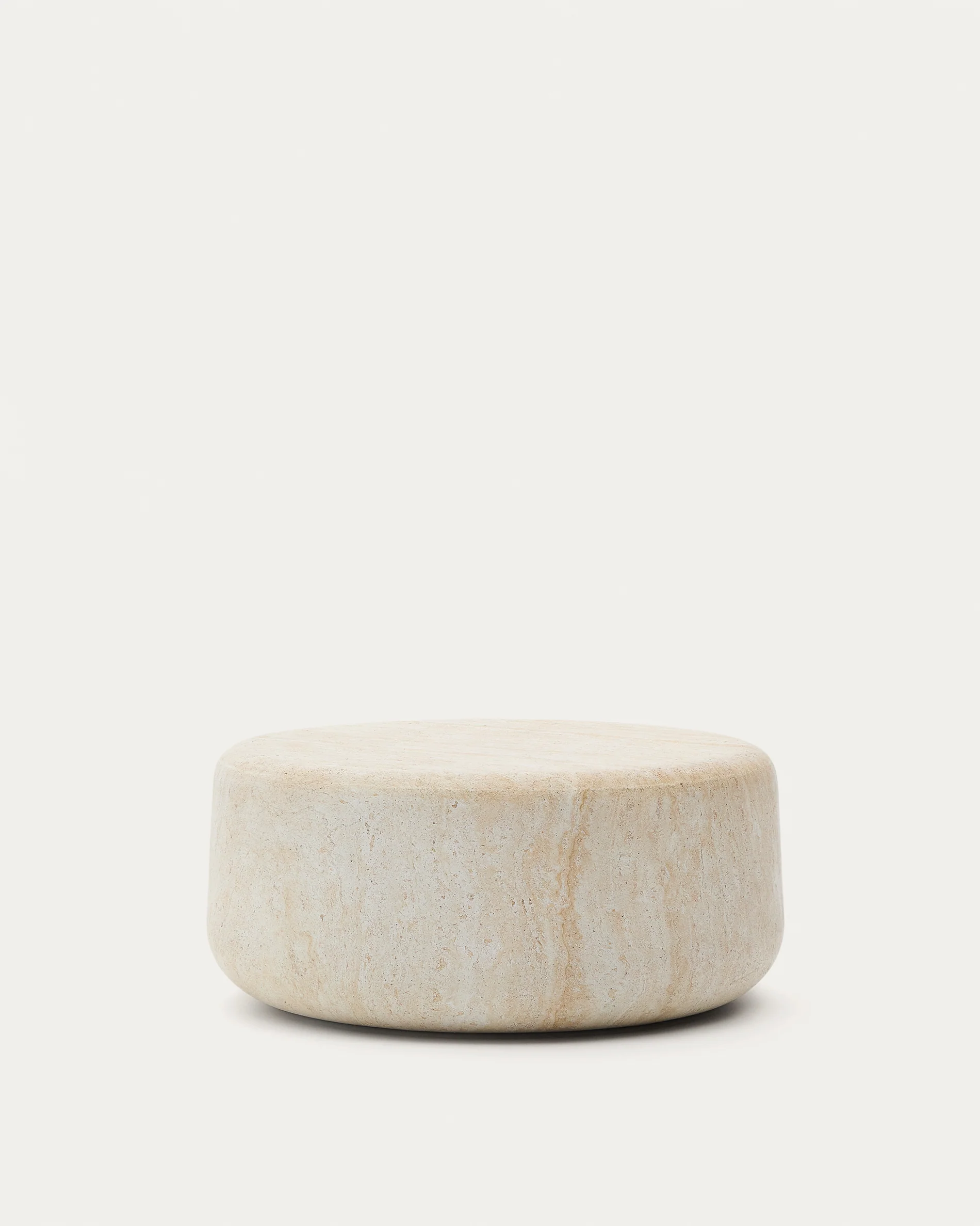 Drasi cement coffee table with travertine-effect finish Ø90cm