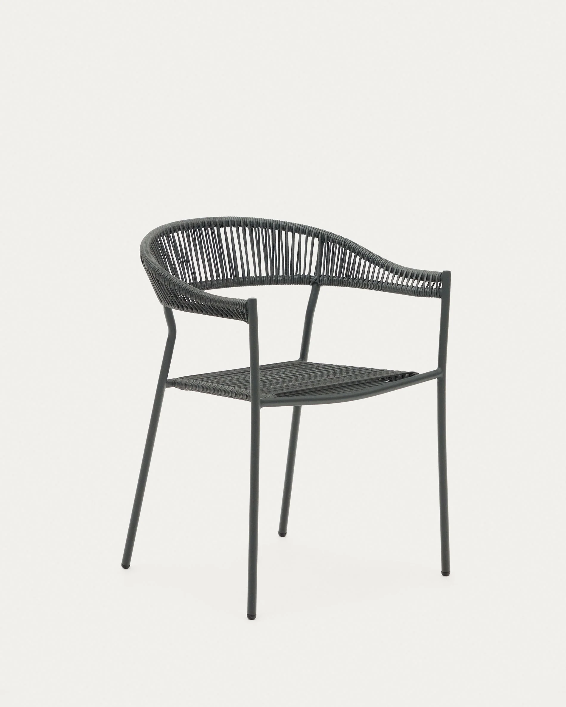 Futadera stackable outdoor chair in grey synthetic cord and grey painted steel
