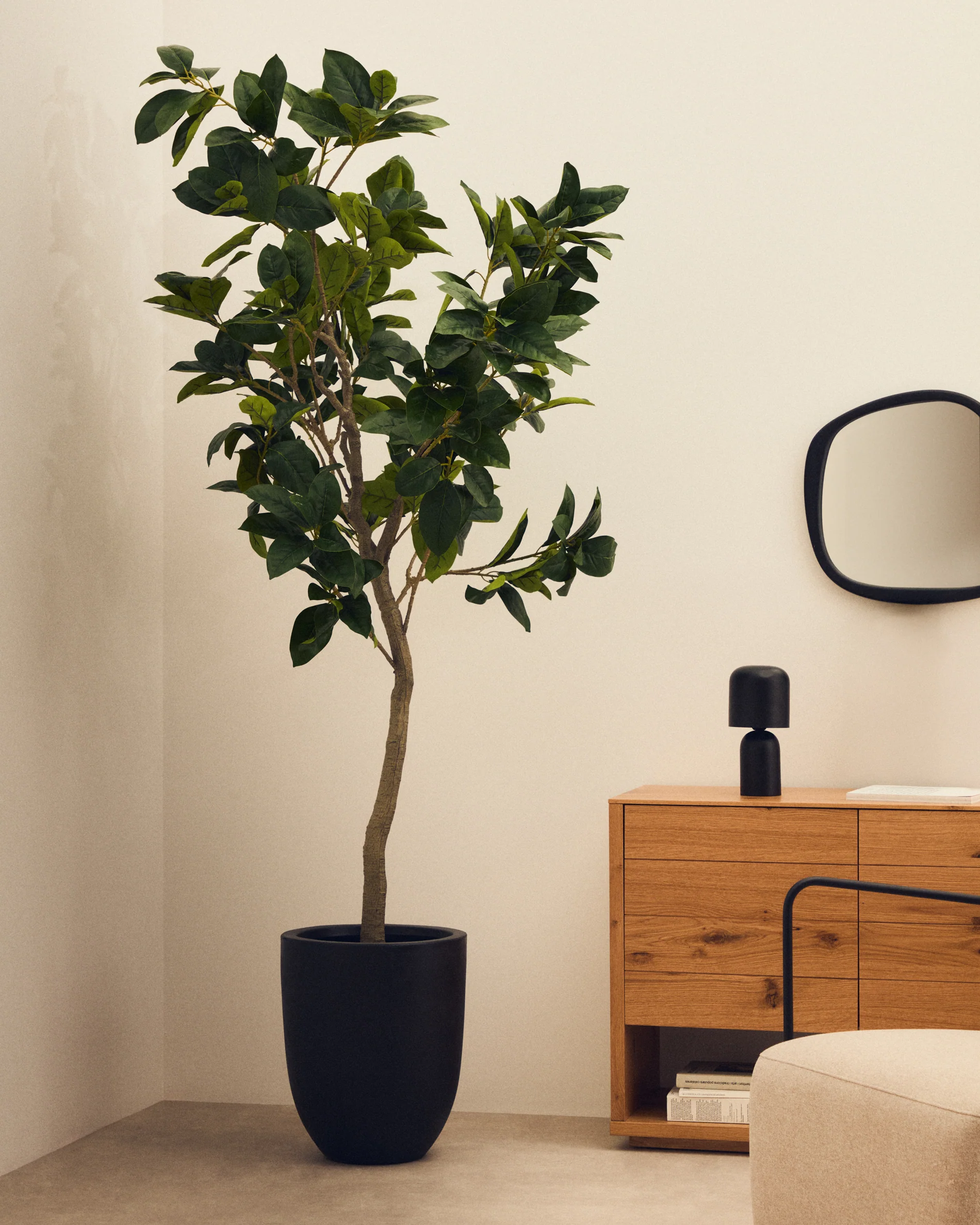 Artificial Ficus tree in black pot 210 cm