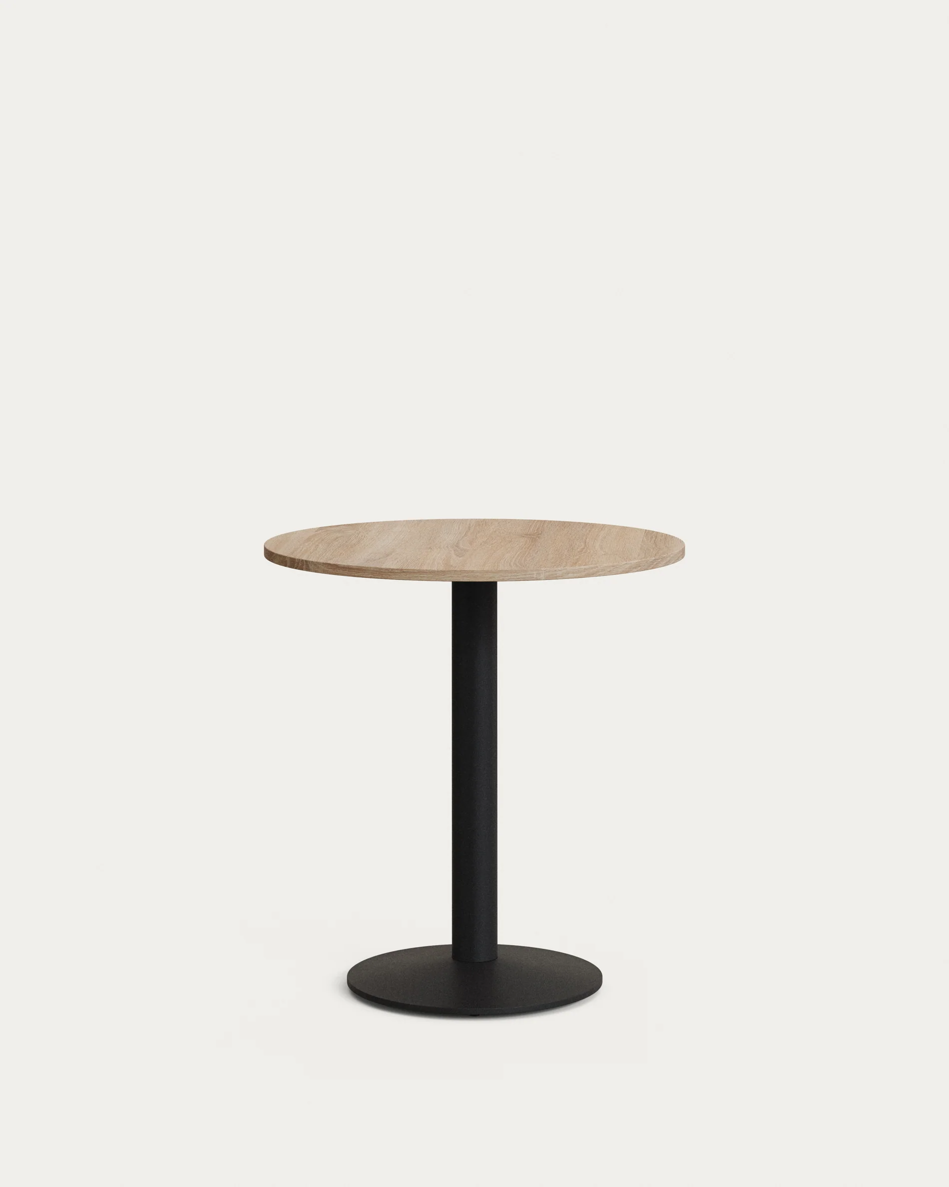 Esilda round table in natural finish melamine with metal leg in a painted black finish, Ø70x70 cm