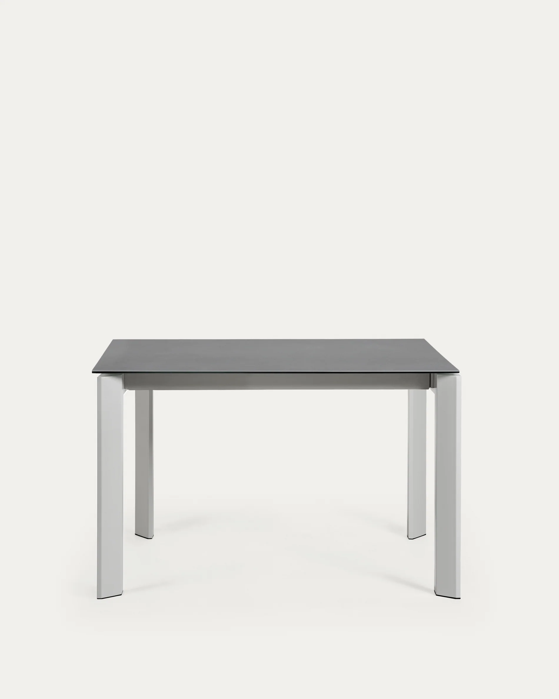 Axis porcelain extendable table in Volcano Rock finish with grey steel legs 120 (180) cm