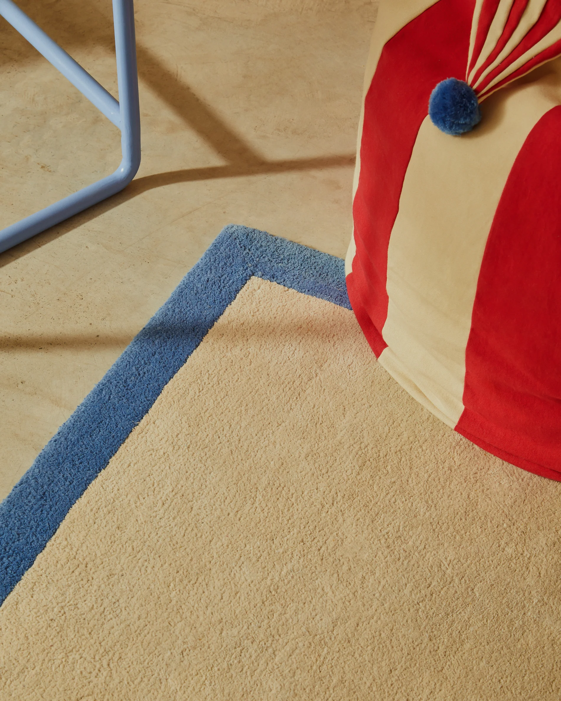 Nalim beige and blue,100% cotton rug 90 x 150 cm