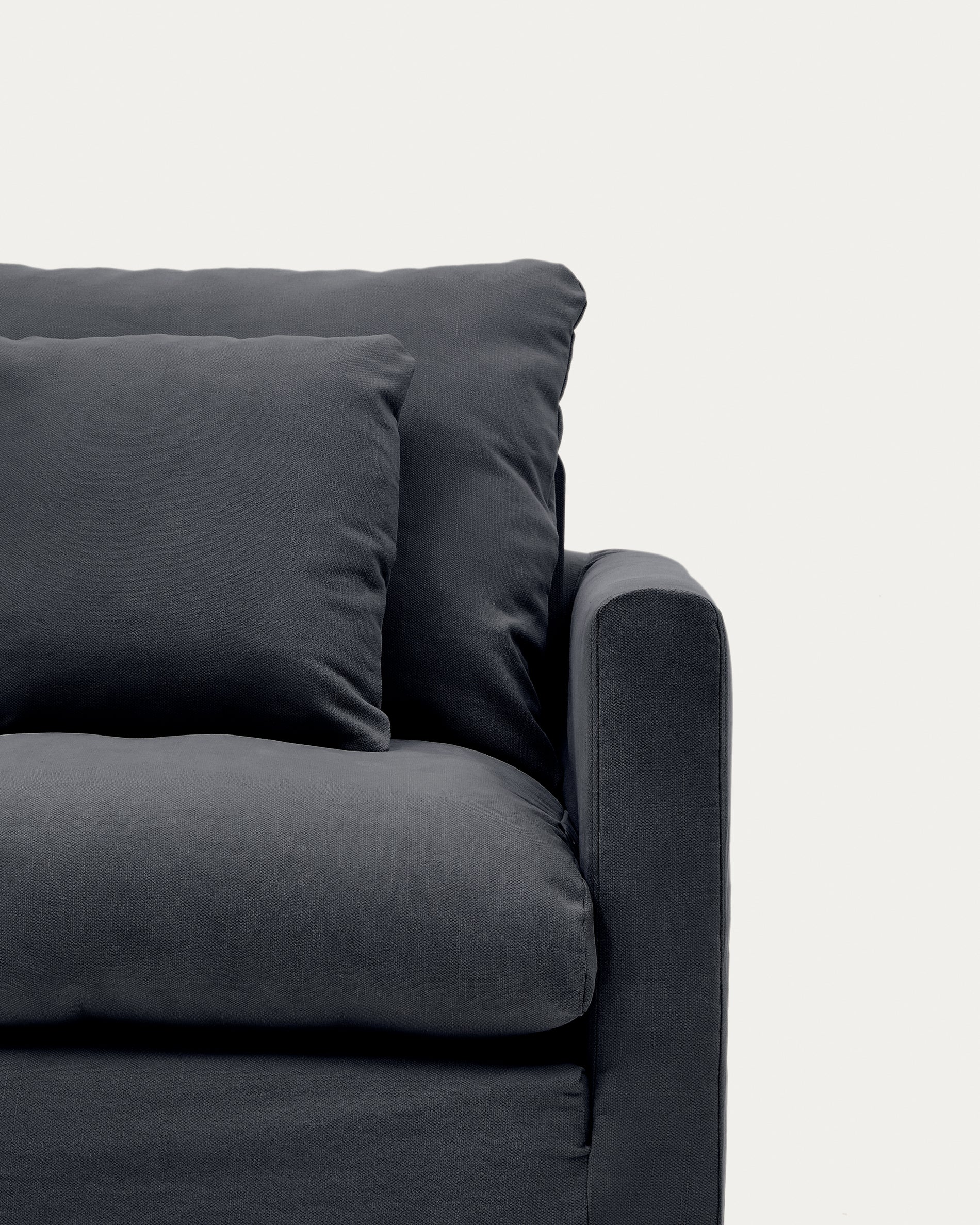 Nora armchair cover in anthracite grey linen and cotton 92cm