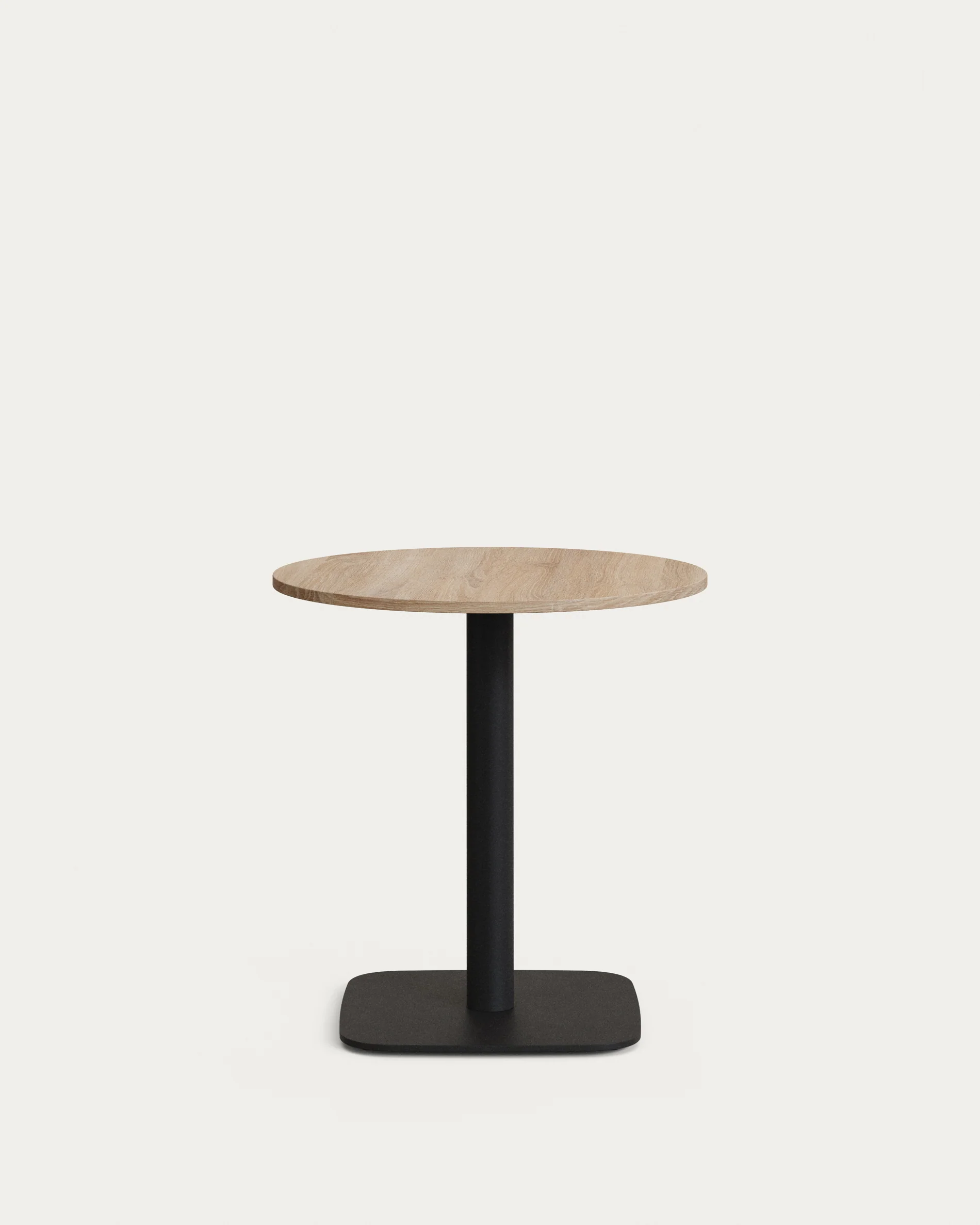 Dina round table in natural finish melamine with metal leg in a painted black finish, Ø68x70cm