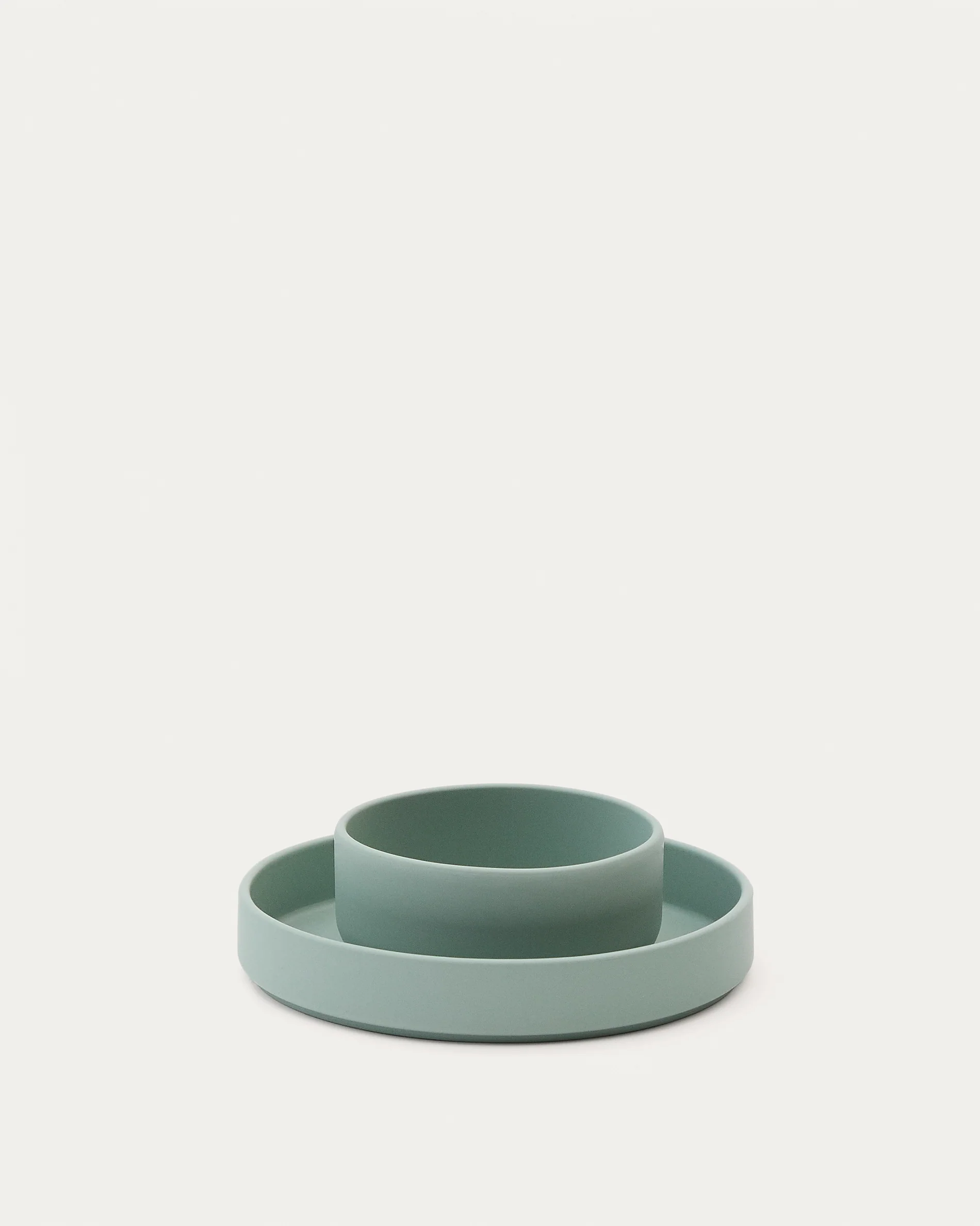 Lili plate and bowl set in turquoise silicone