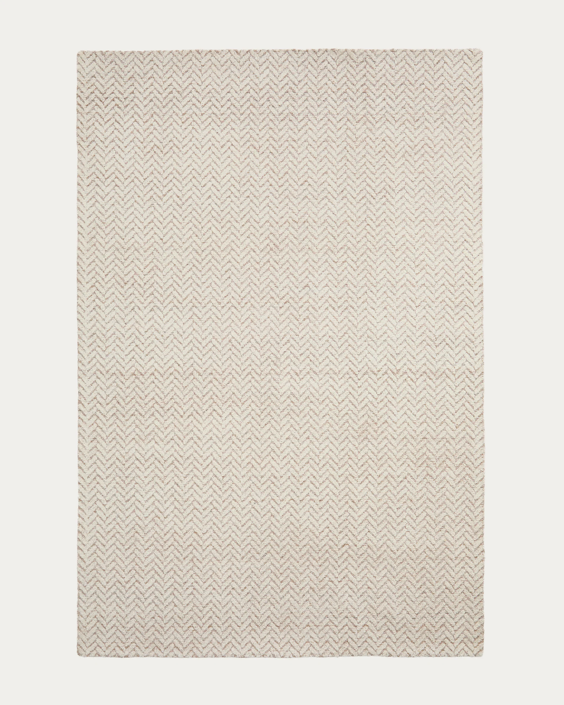 Calira beige woven jacquard wool rug 300 x 200cm