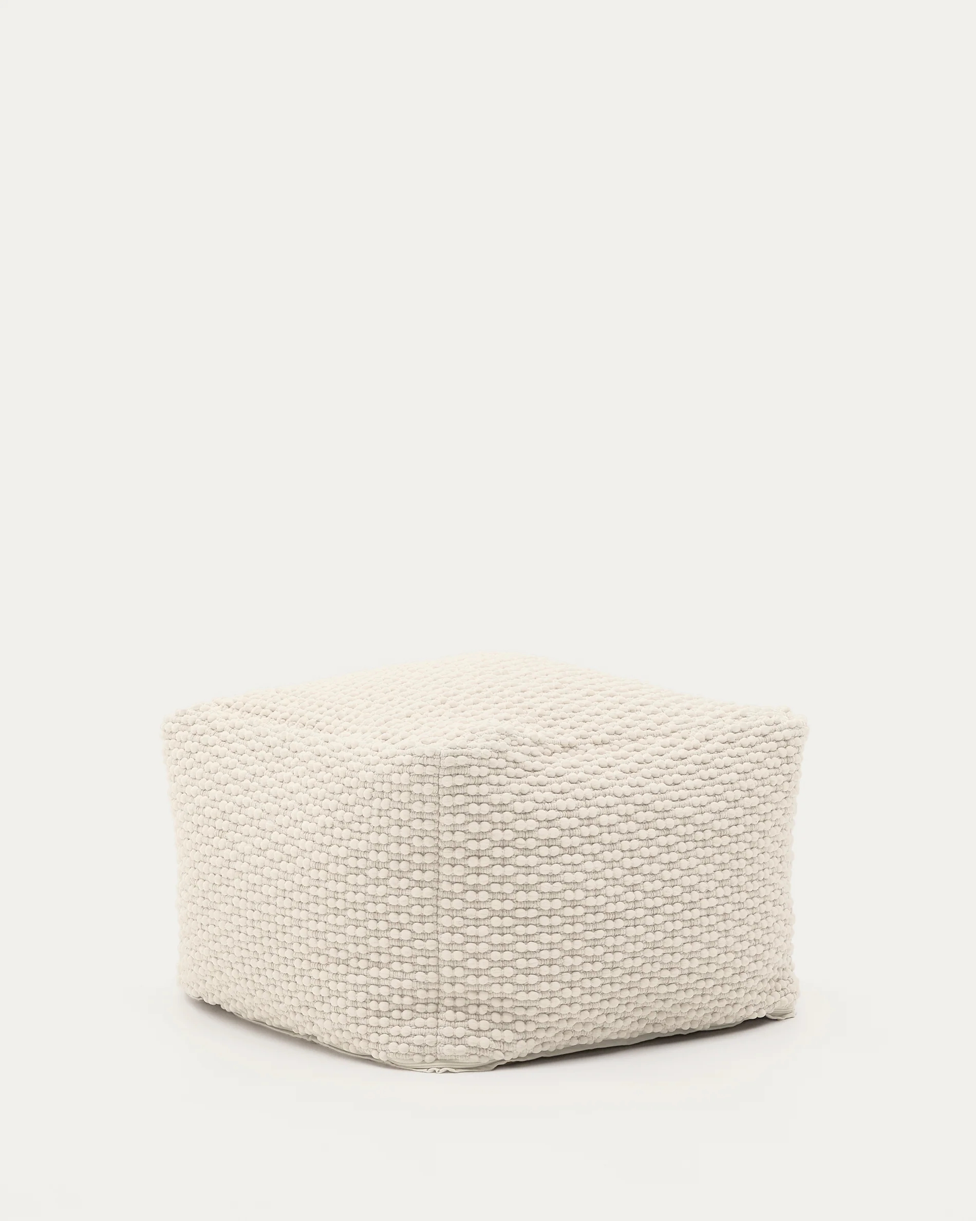 Mascarell pouffe, cotton and polyester in white, 60 x 60 cm