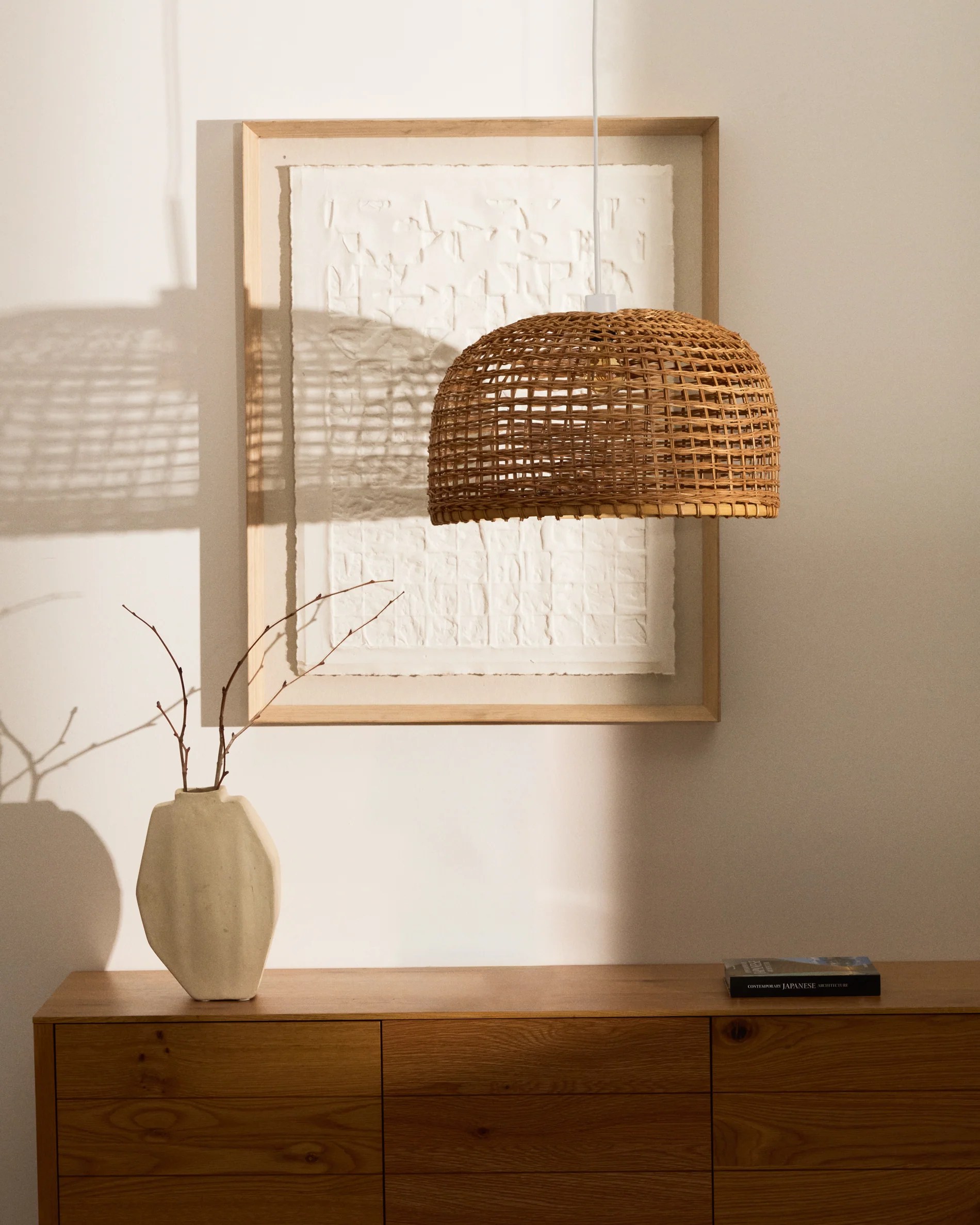 Dakira ceiling lamp shade in rattan with natural finish Ø52cm