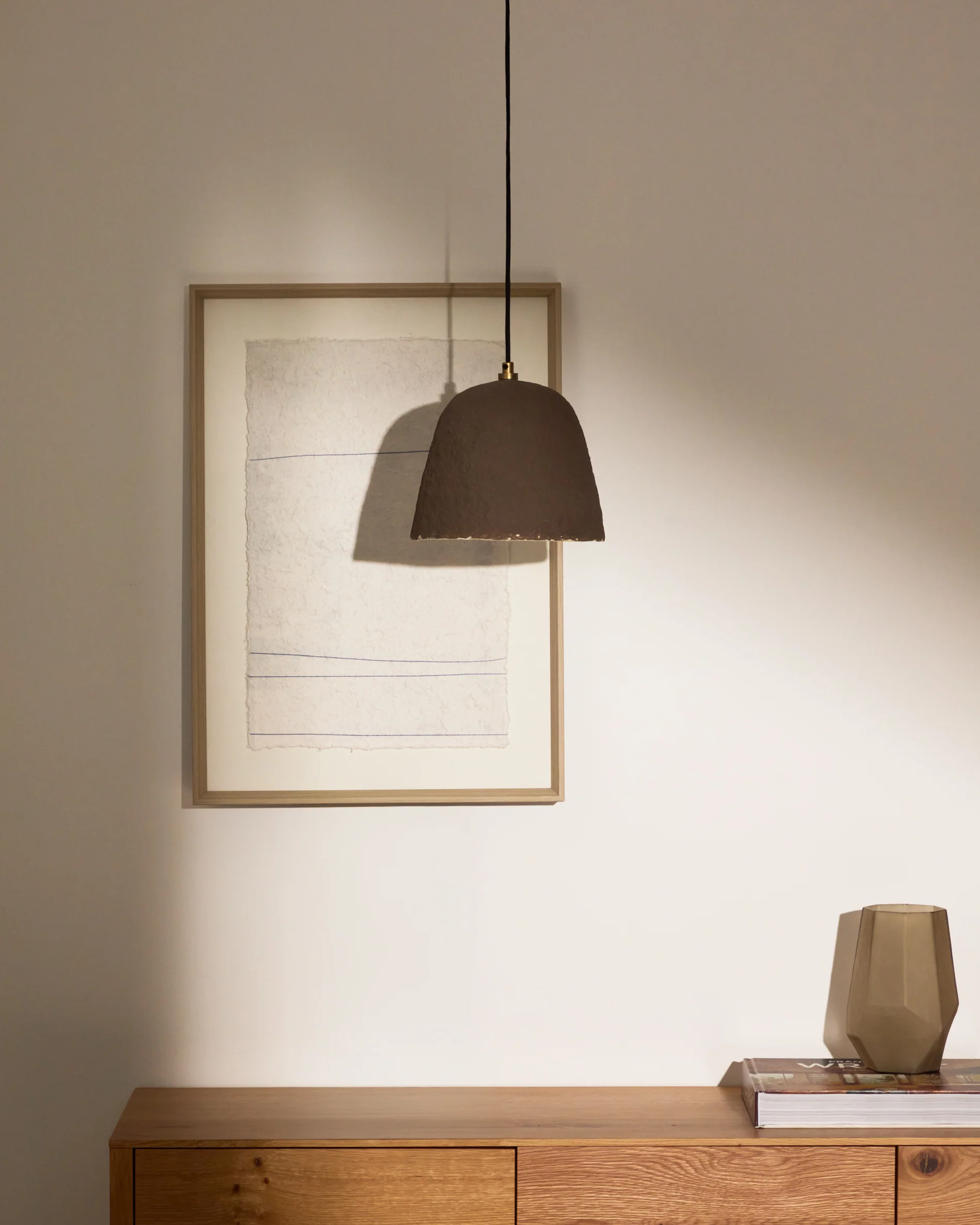 Lisora ceiling lamp in brown papier-mâché Ø25cm