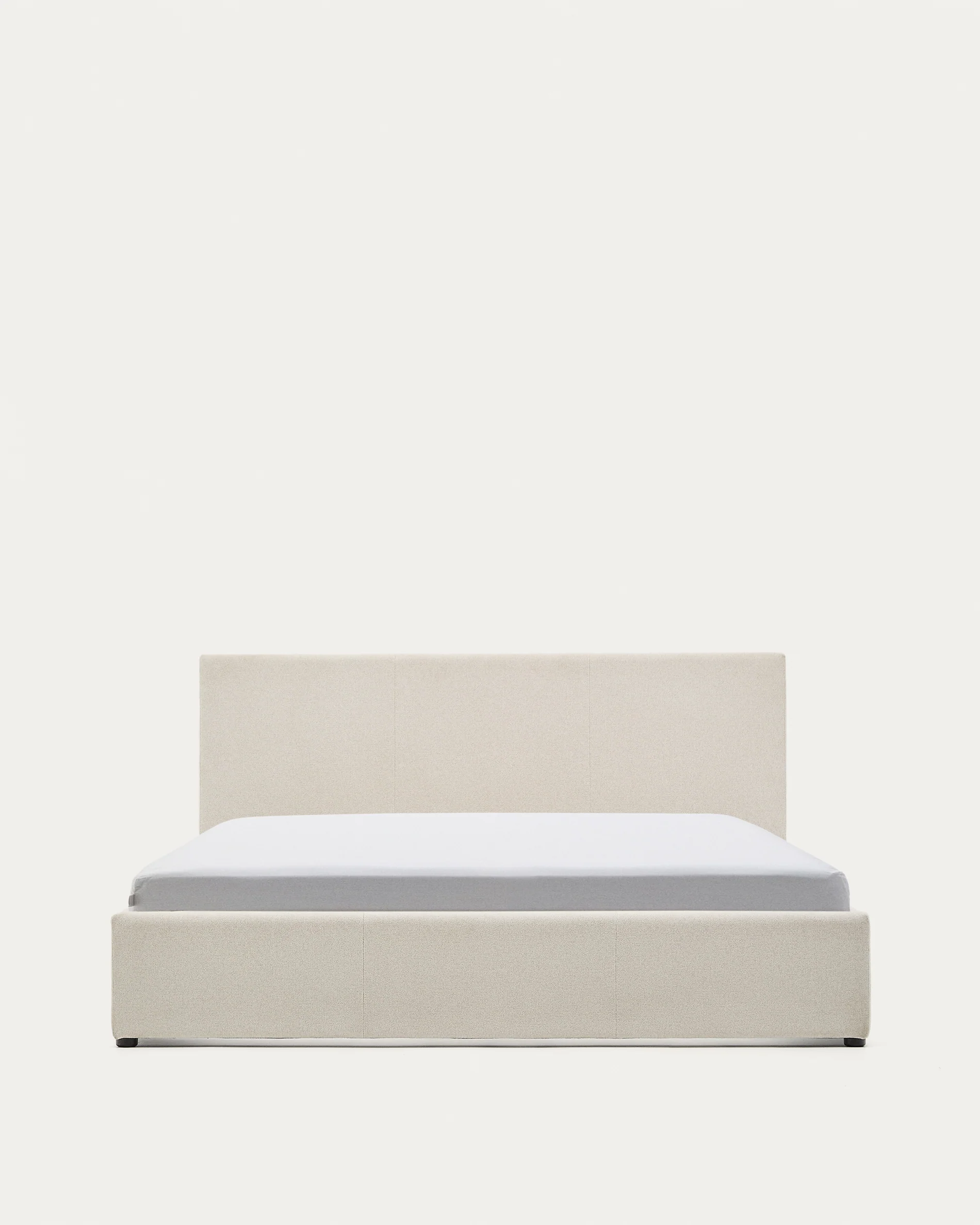 Nahiri beige chenille lift-up storage bed for a 160 x 200 cm mattress