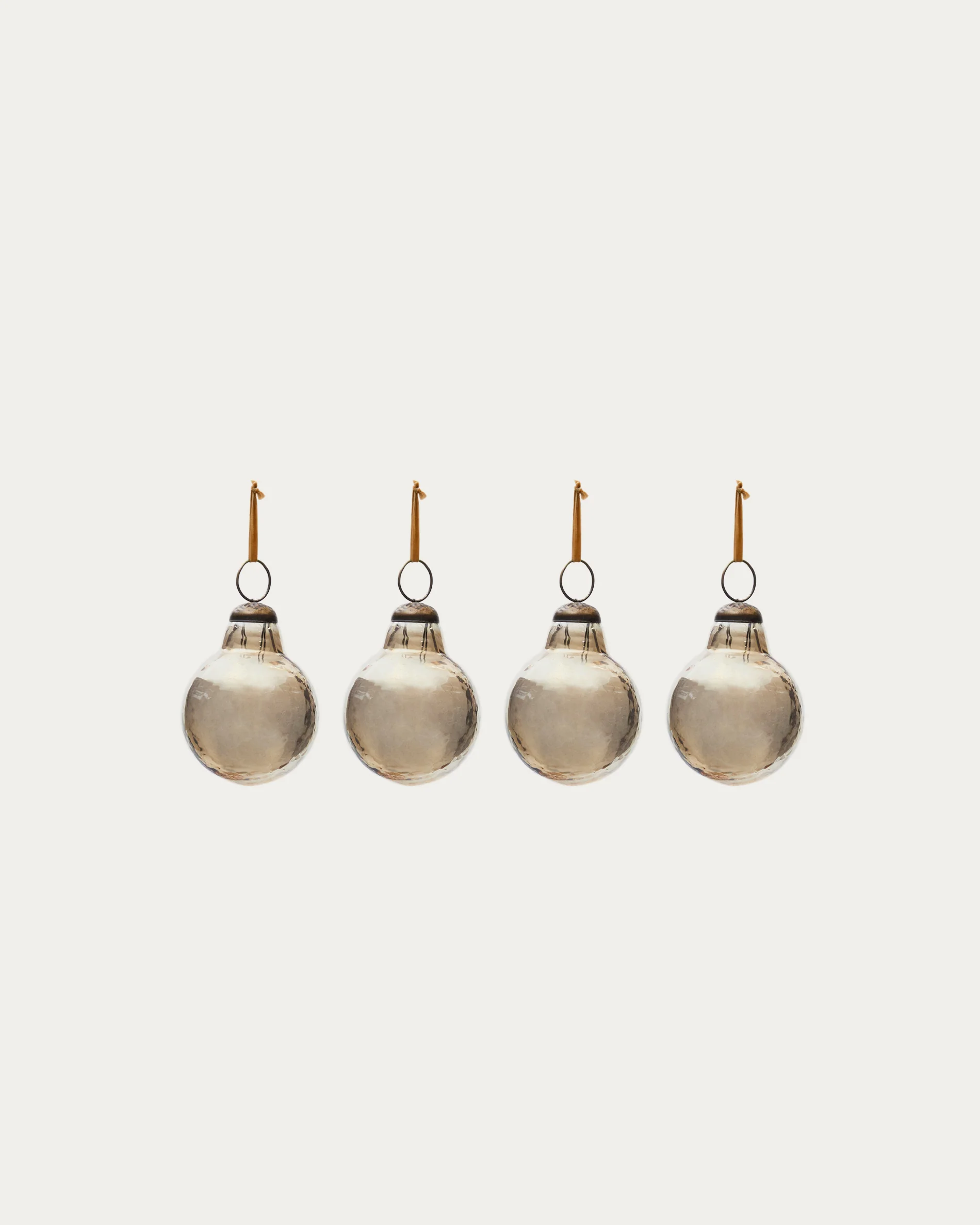 Piril set of 4 Christmas baubles made of brown recycled glass, Ø 6 cm