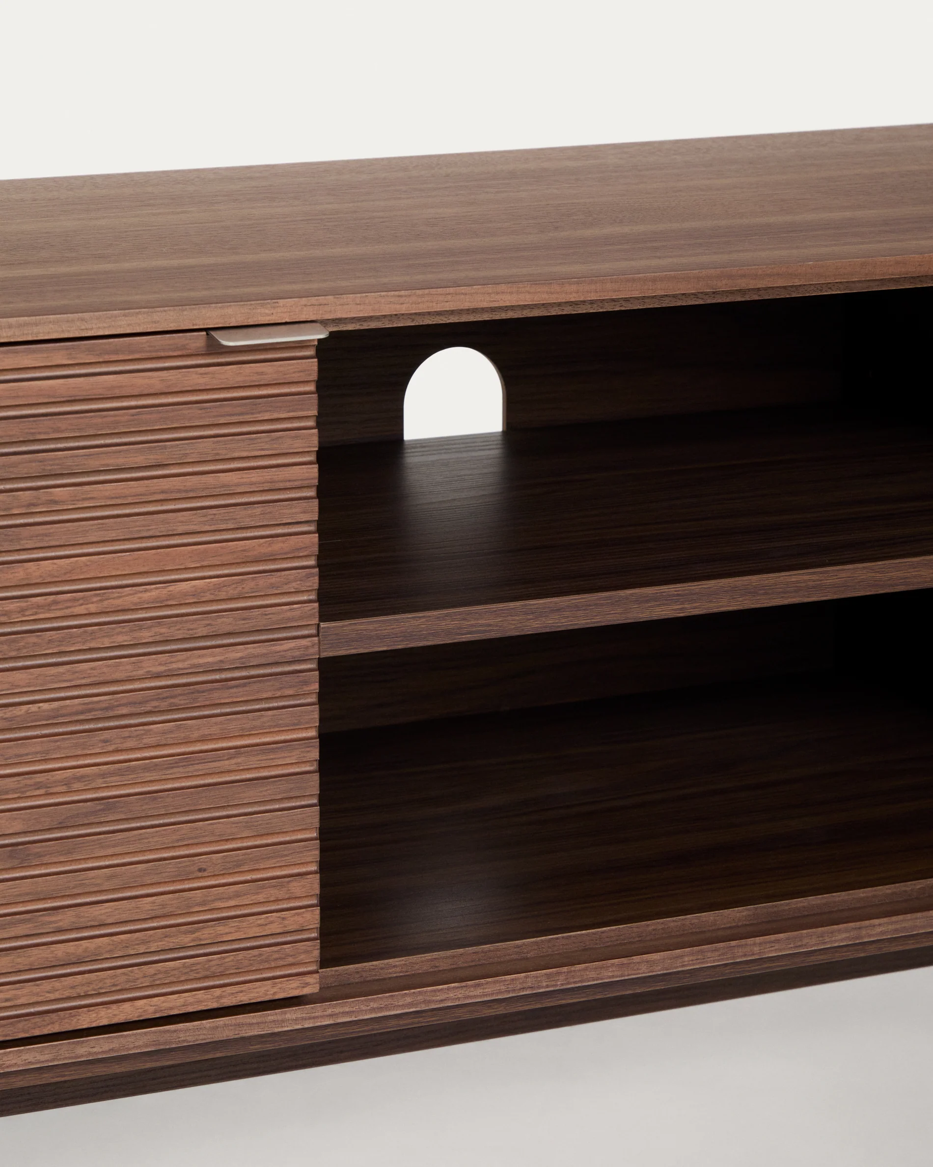 Norlen 3-door TV stand in walnut veneer FSC Mix Credit 150 x 40cm