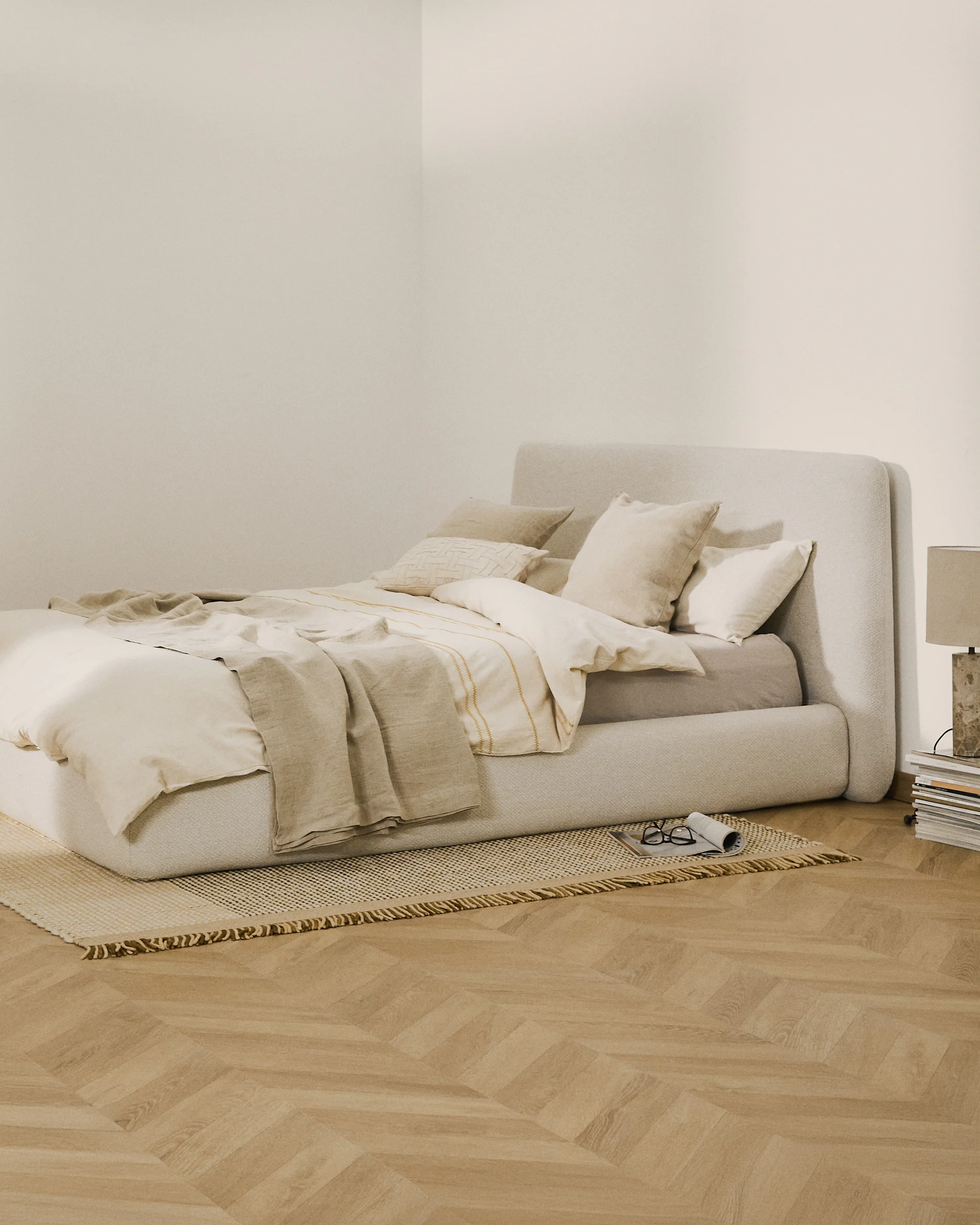 Martina bed cover in ecru chenille for mattress 180 x 200cm