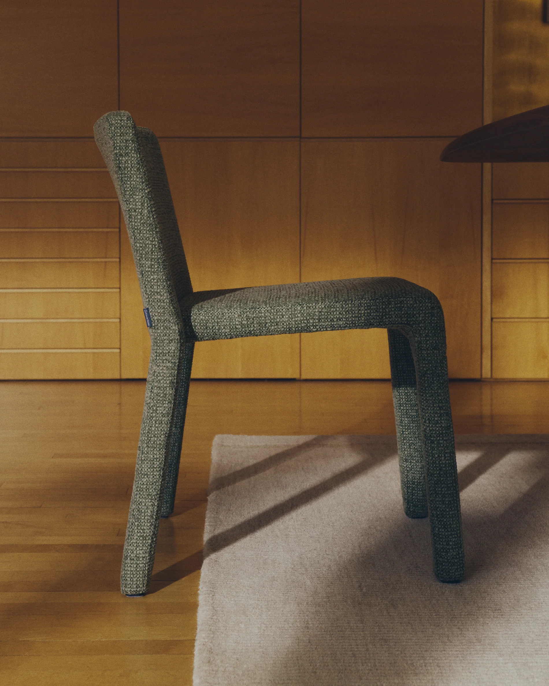 Loria green chenille stackable chair