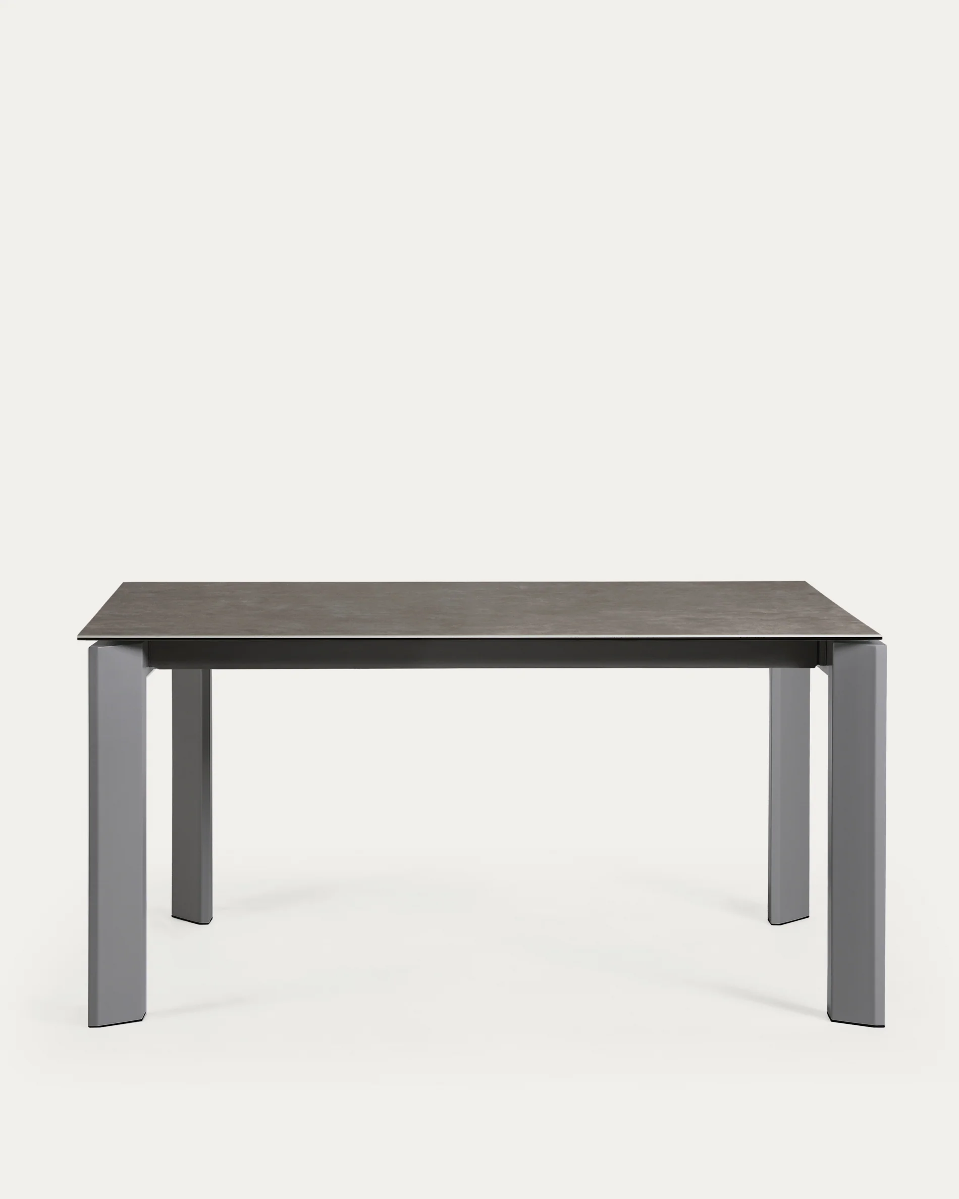 Axis extendable ceramic table in Vulcano Ceniza finish, anthracite steel legs 160 (220)cm