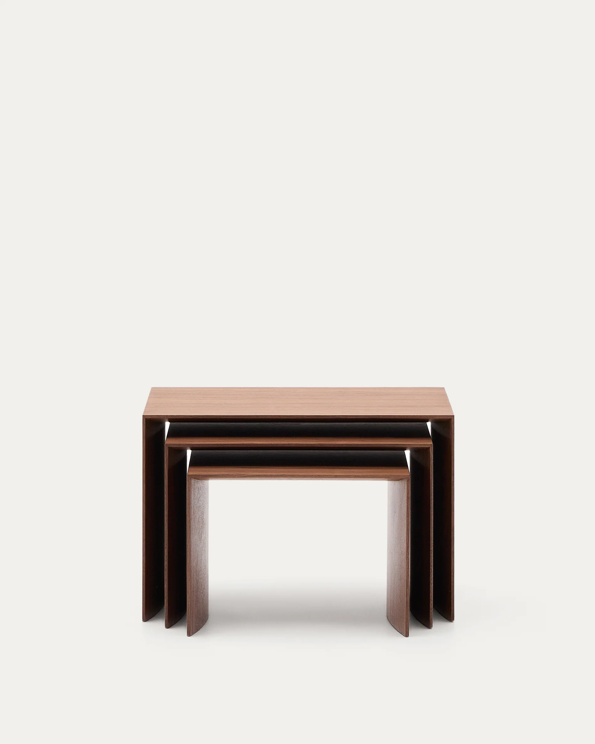 Litto set of 3 walnut veneer FSC Mix Credit nesting tables 60 x 40 / 51 x 36 / 42 x 31 cm