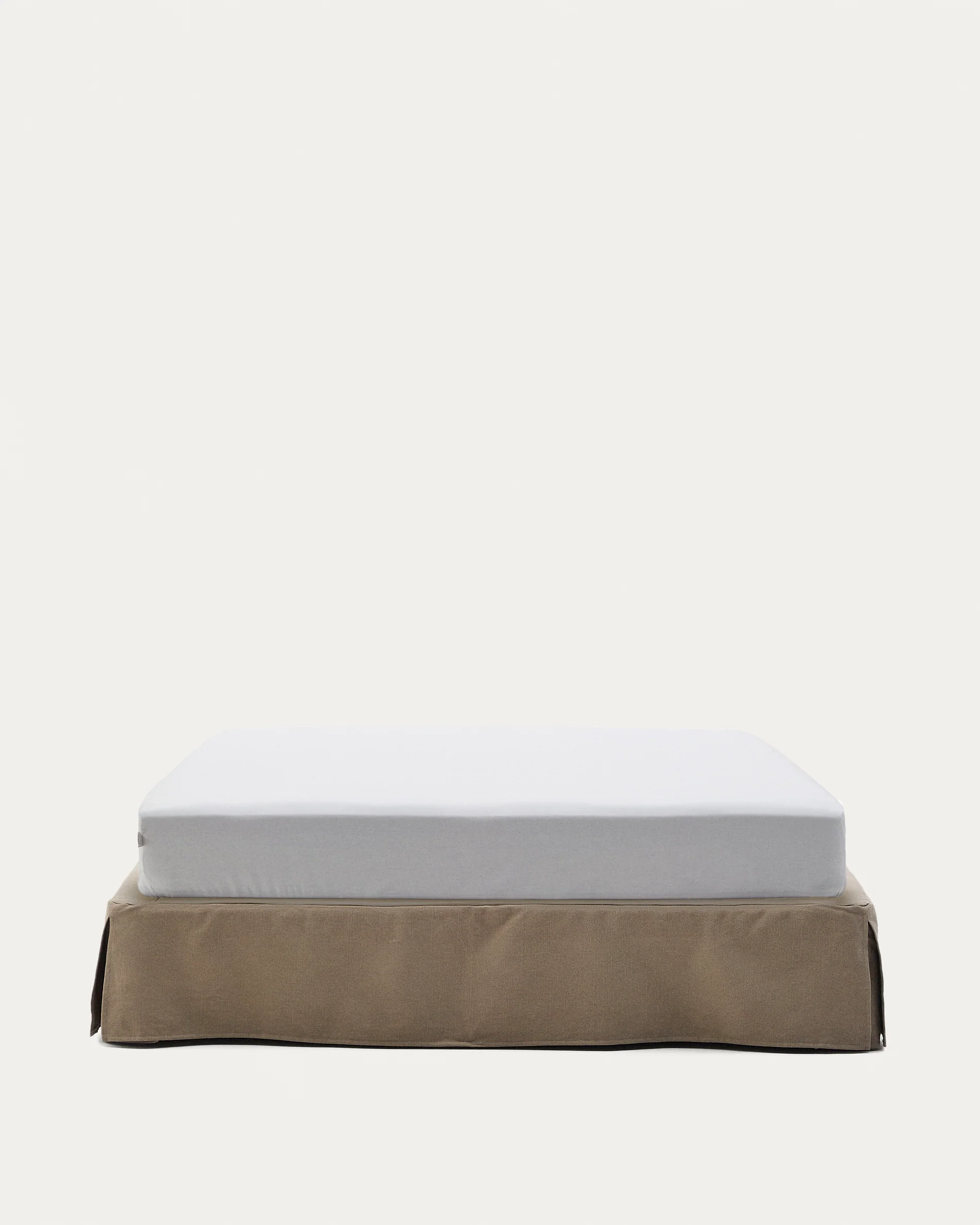 Jaira base with removable Linen and cotton cover in taupe for a 160 x 200 cm mattress