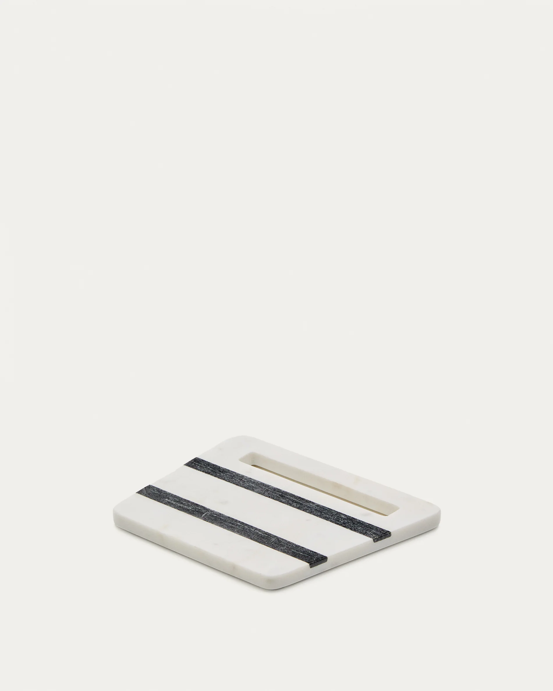Nira square serving board in black and white marble