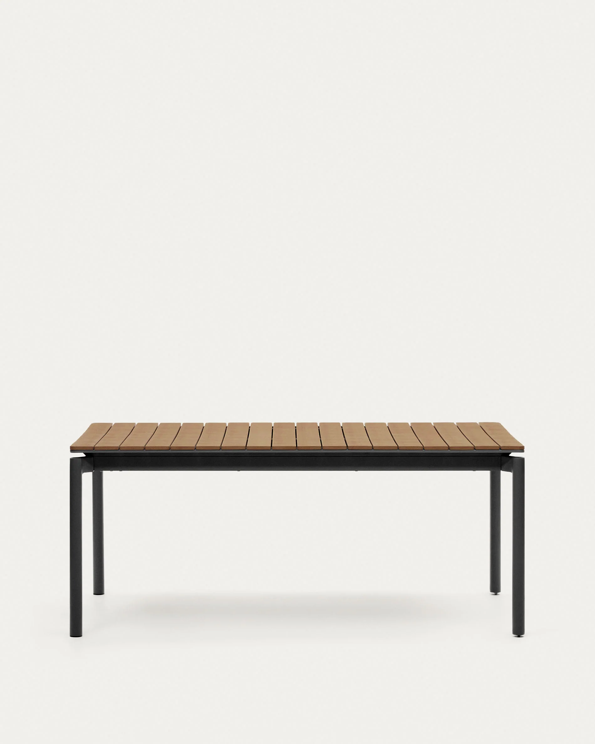 Canyelles extendable outdoor table, plastic lumber & matte black aluminium, 180(240) x 100 cm