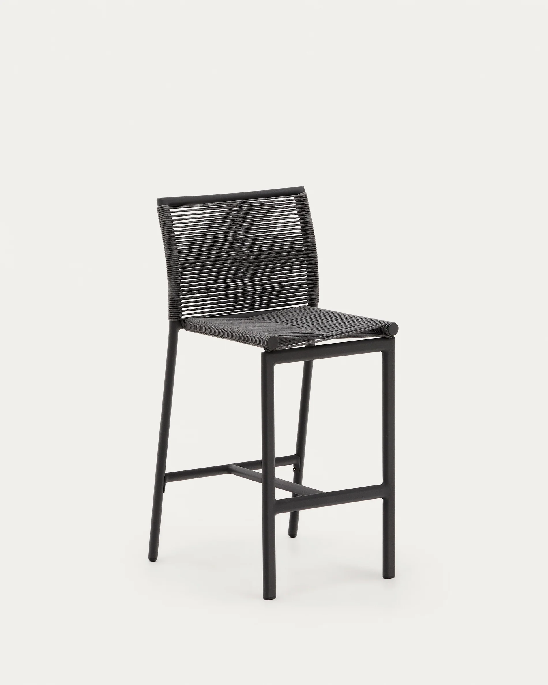 Culip outdoor stool made of rope cord and grey aluminum 65 cm