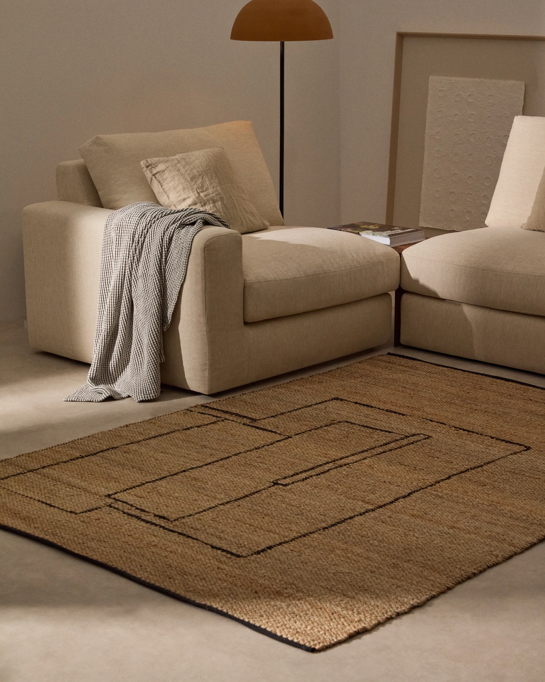 Graphic rug Velira in jute 200 x 300 cm