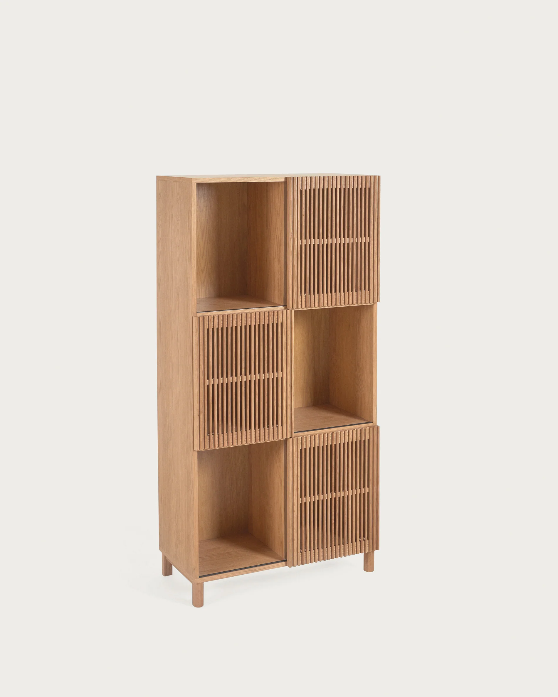 Beyla shelf unit in solid ash wood and ash veneer 84.5 x 170 cm FSC 100%