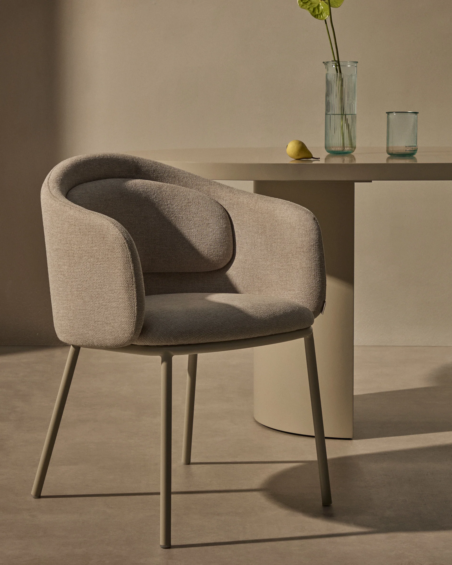 Idaira chair in beige and steel legs in a beige finish, FSC Mix Credit