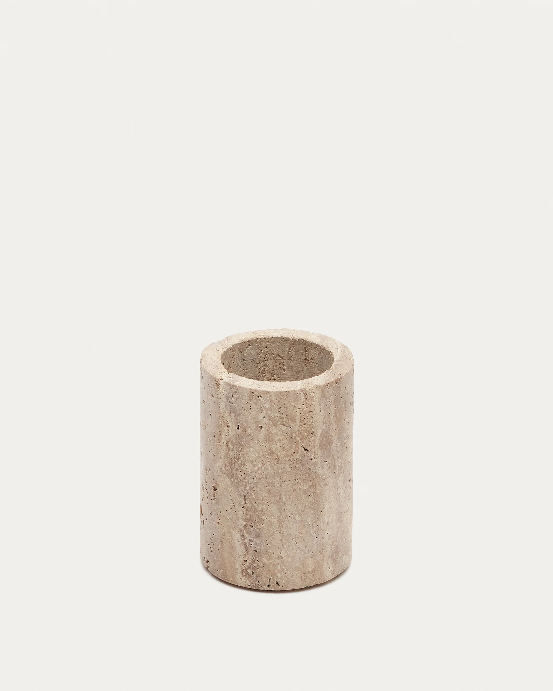 Macre beige travertine toothbrush holder