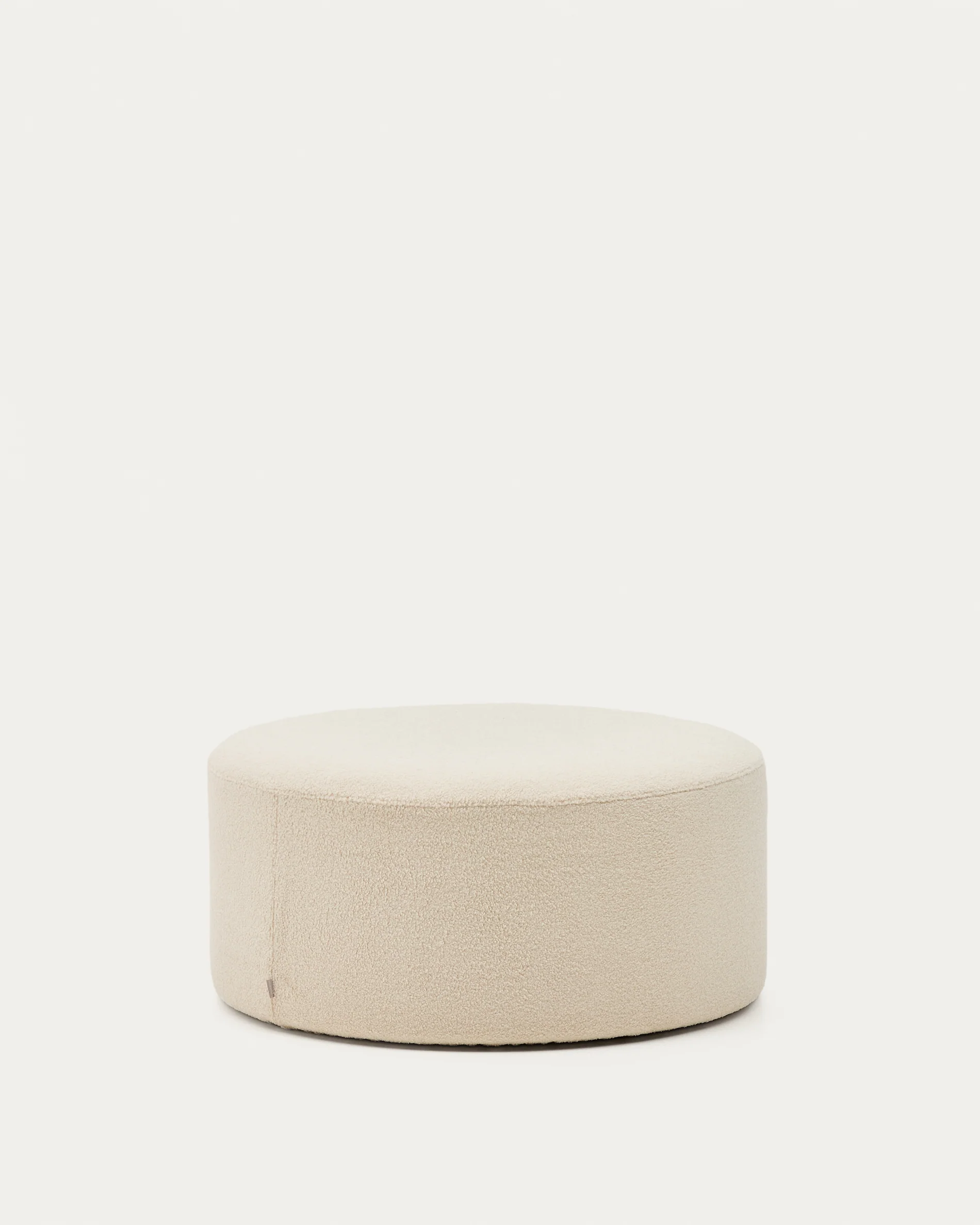 Kaeli footrest with removable cover in ecru bouclé Ø 90 cm