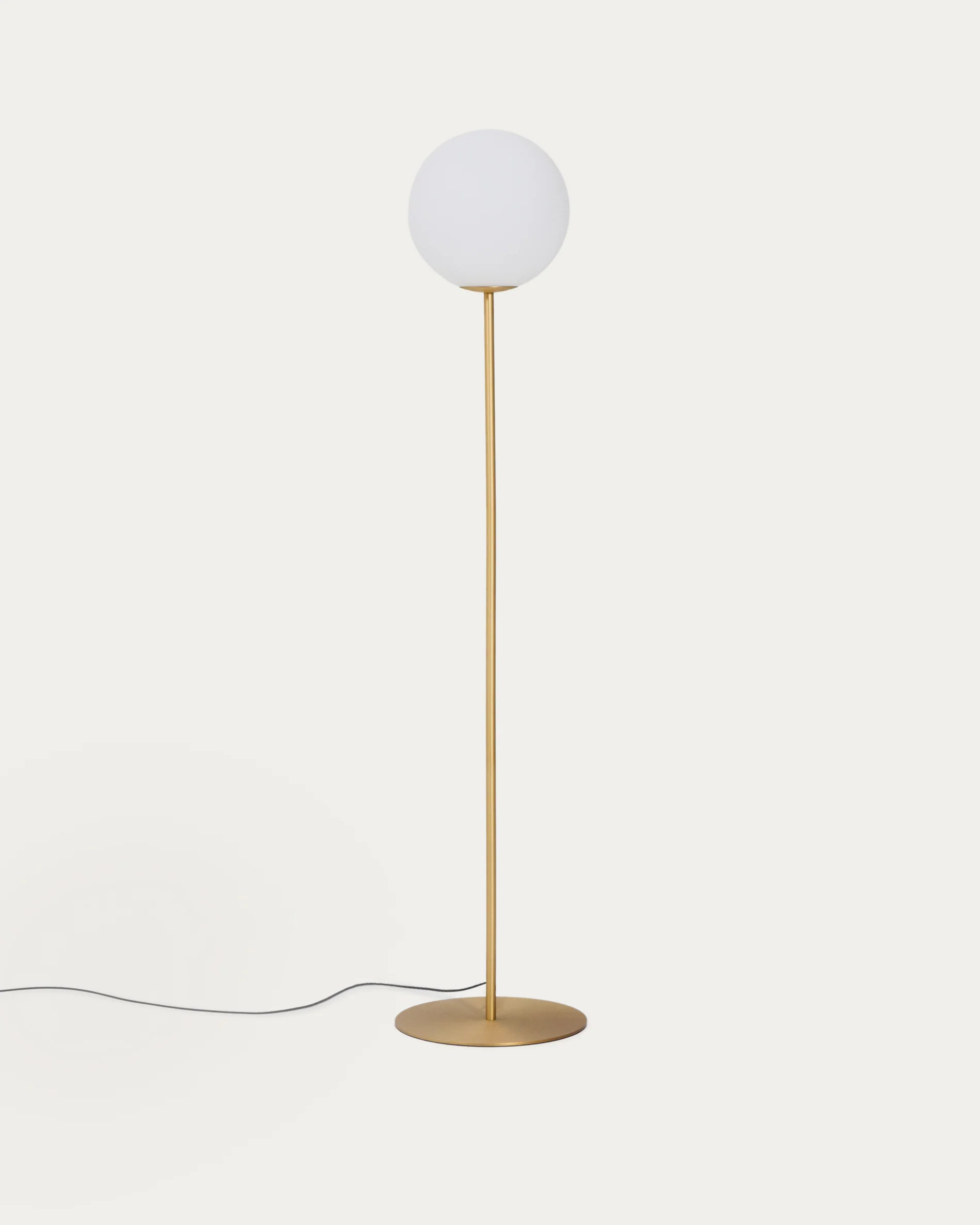 Brisia metal floor lamp with brushed brass finish and 1 frosted glass ball Ø30cm