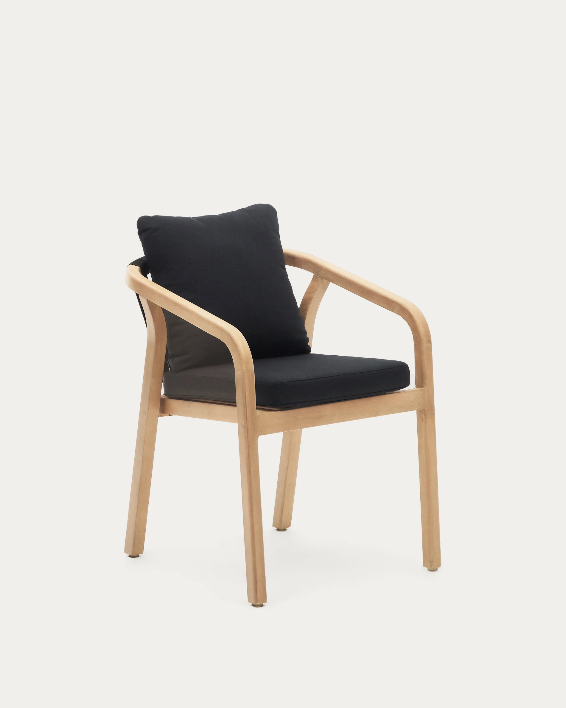 Malaret stackable chair in solid eucalyptus and black cord, FSC