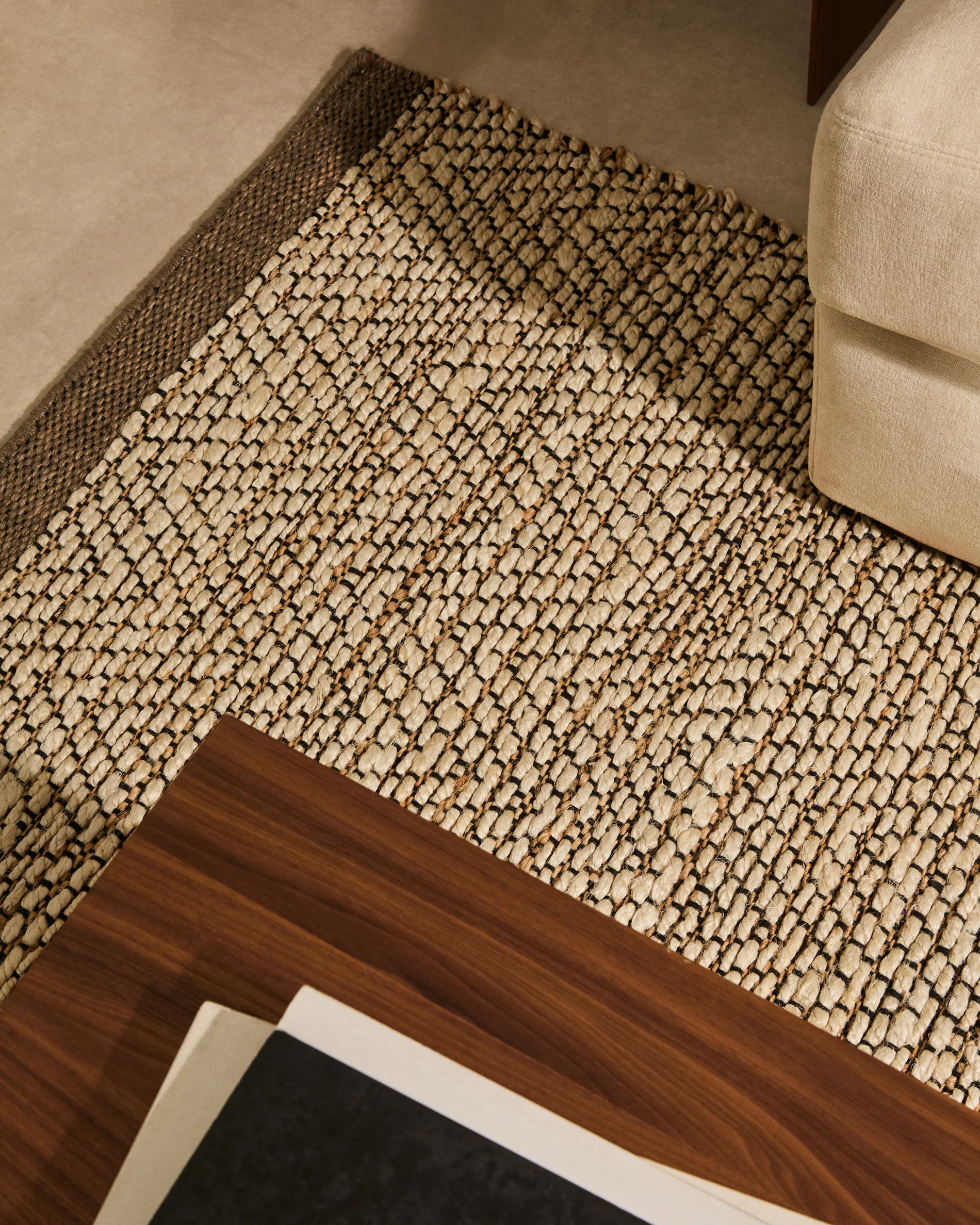 Arpe beige jute jacquard rug 160 x 230cm