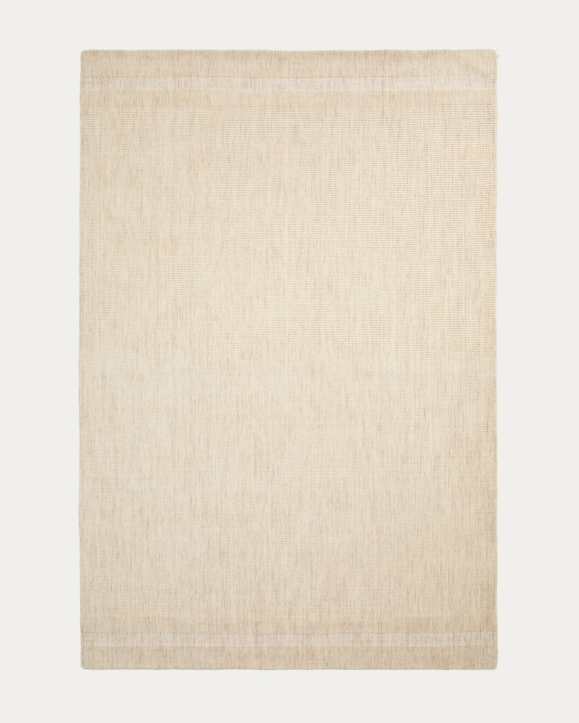 Dalena beige striped jacquard wool rug 300 x 200cm