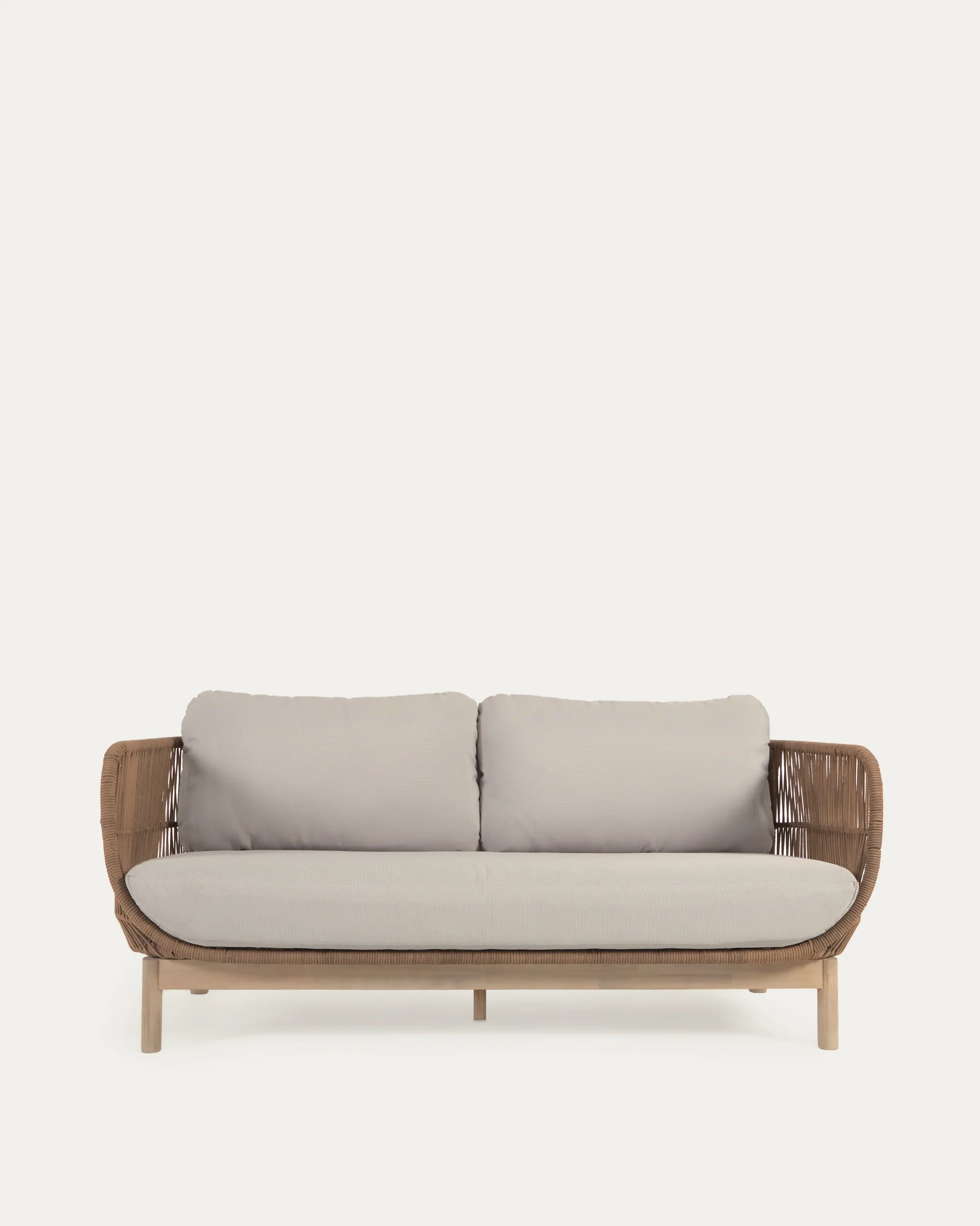 Catalina 3 seater sofa made with beige cord and solid acacia wood, 170 cm FSC 100%