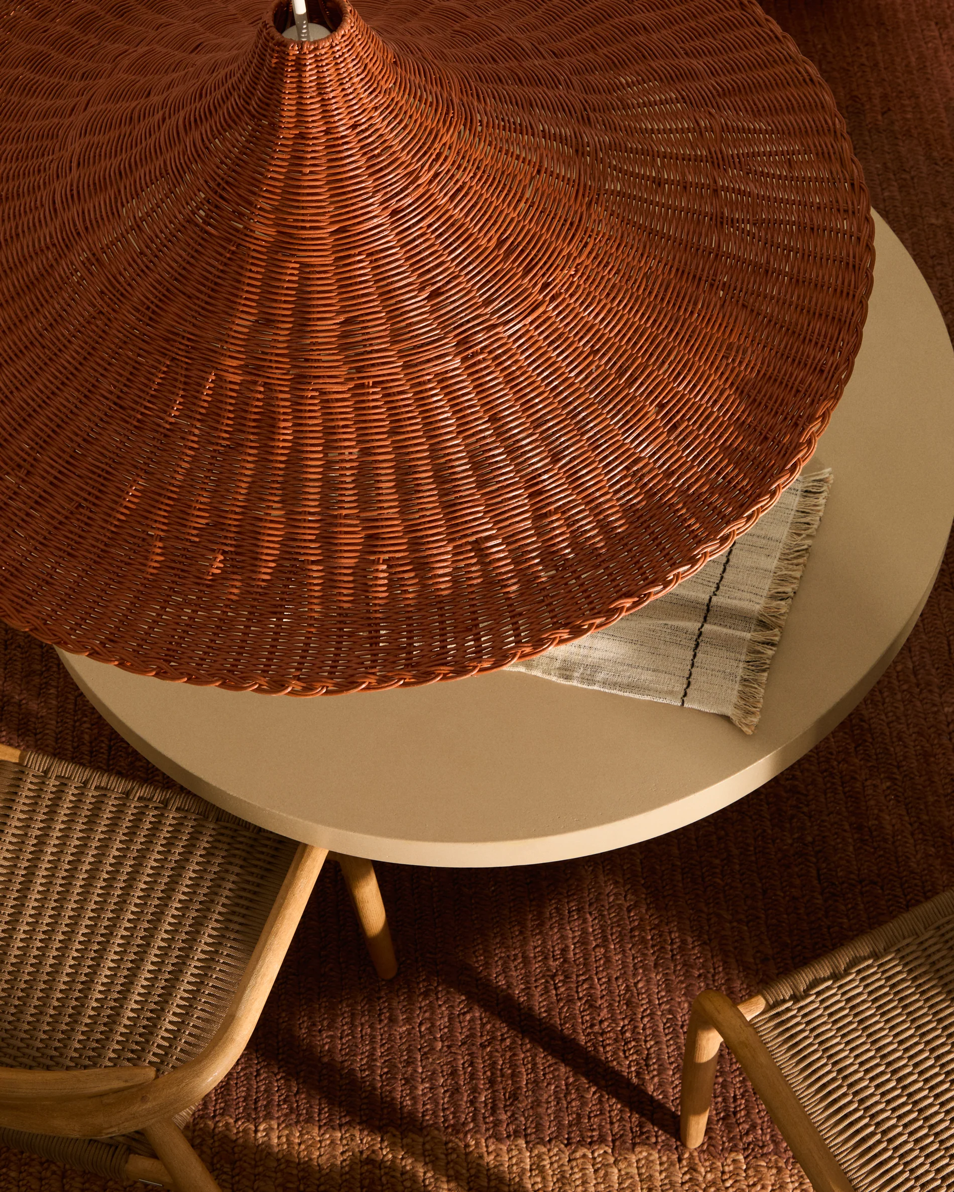 Bladia rattan ceiling lamp shade with terracotta finish Ø90cm