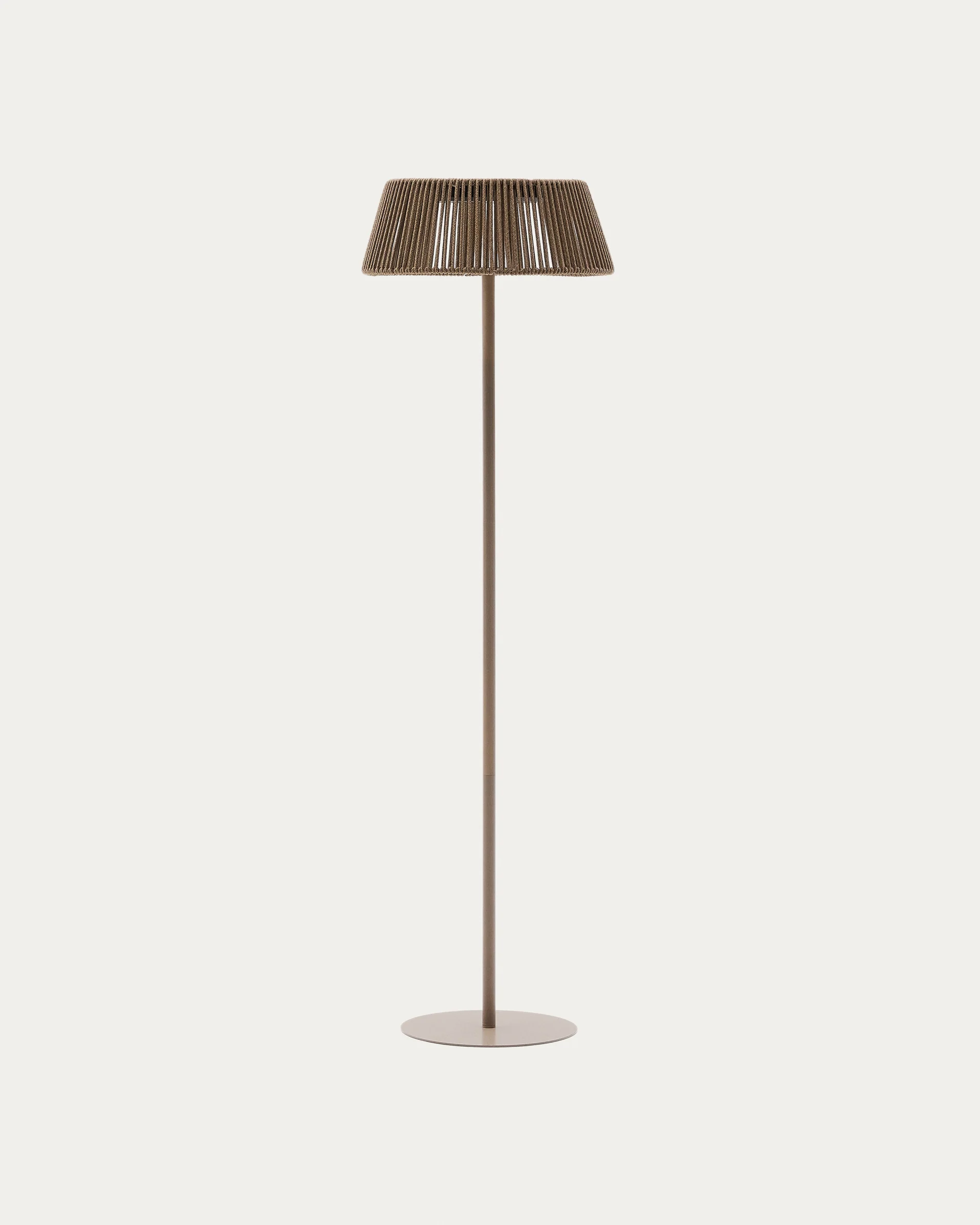 Aldet outdoor solar floor lamp in beige mottled rope cord with beige metal stand Ø46cm