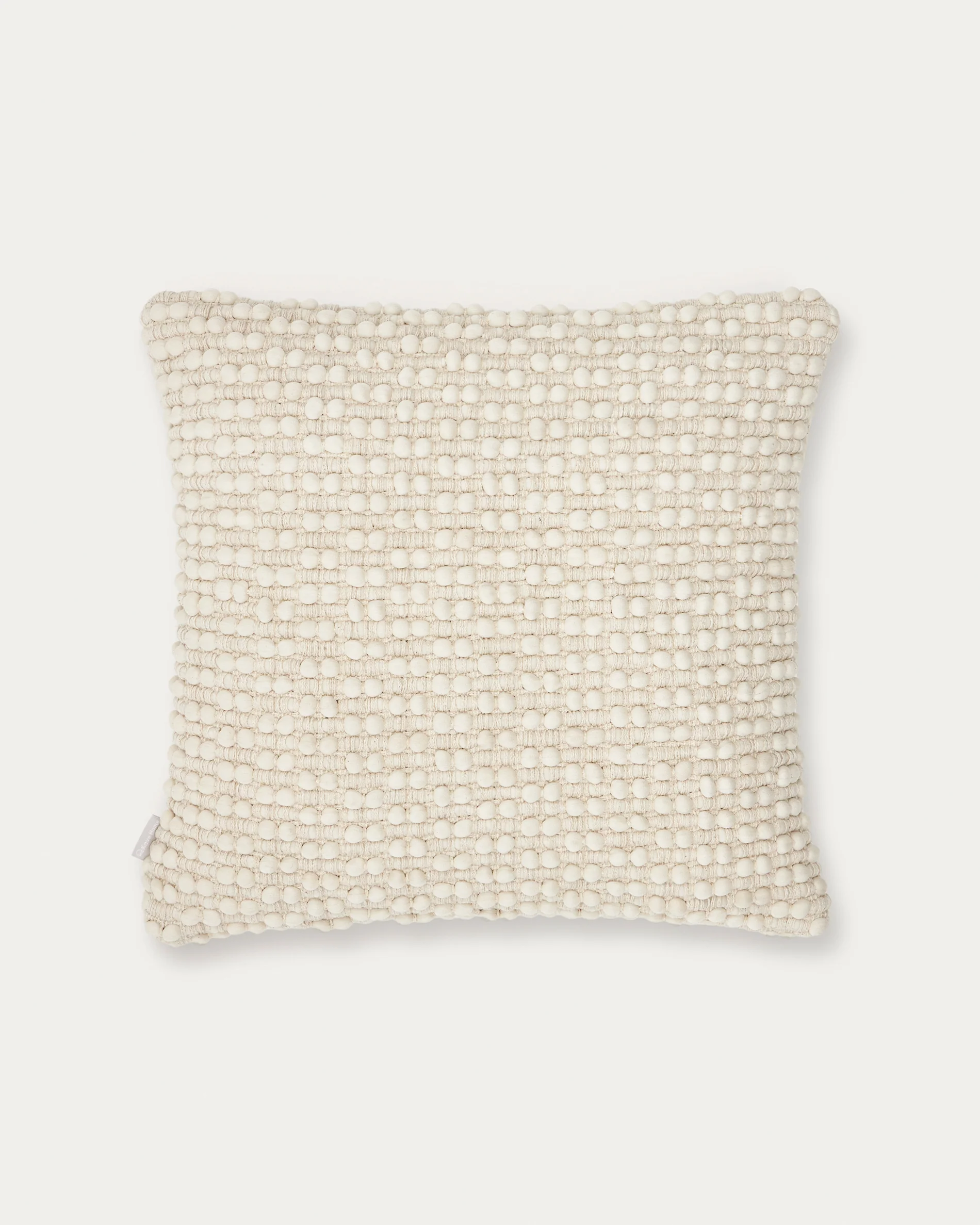 Mascarell cushion cover in white cotton and polypropylene, 45 x 45 cm