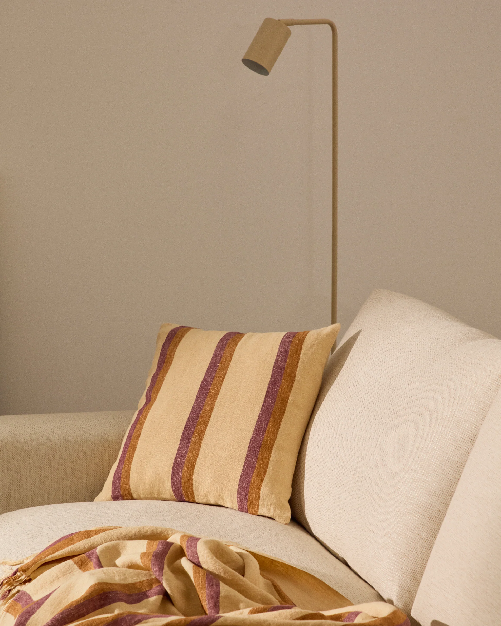 Arven multicoloured striped 100% linen cushion cover 45 x 45cm