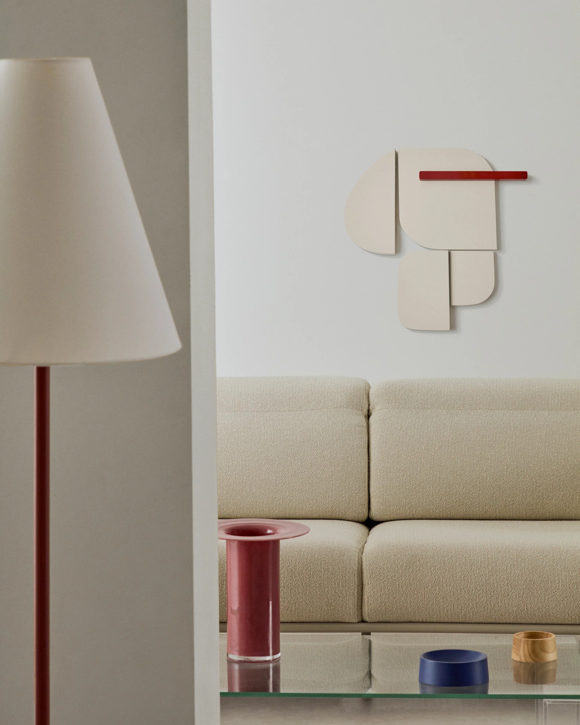 Danei white and red wall panel, 65 x 60 cm