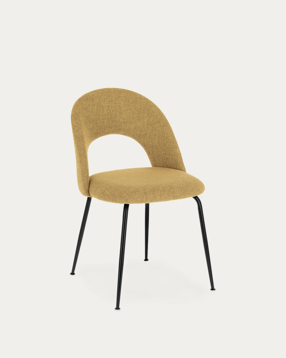 Mahalia dining chair in mustard with steel legs, with a black painted finish FSC 100%