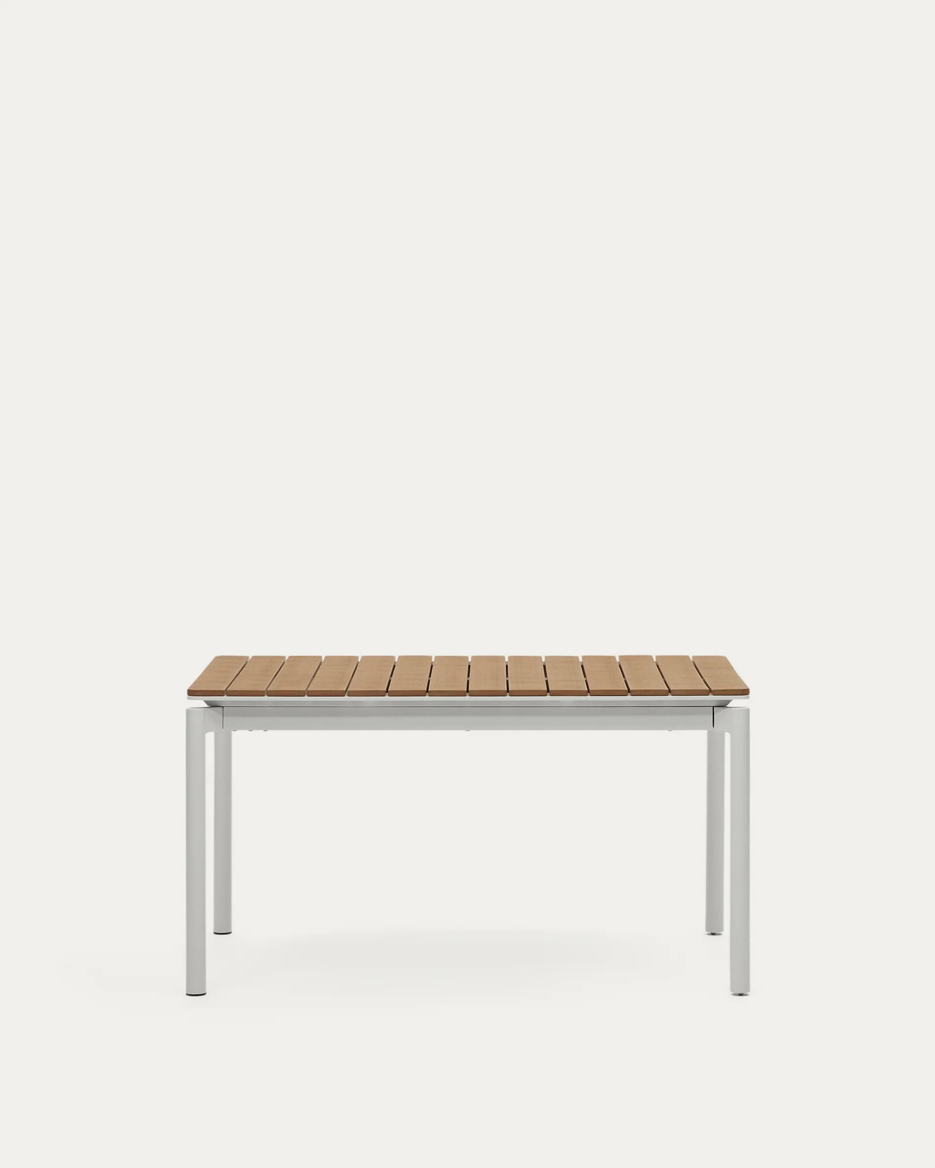 Canyelles outdoor extendable table in polywood and aluminium in light grey 140 (200) x 90cm