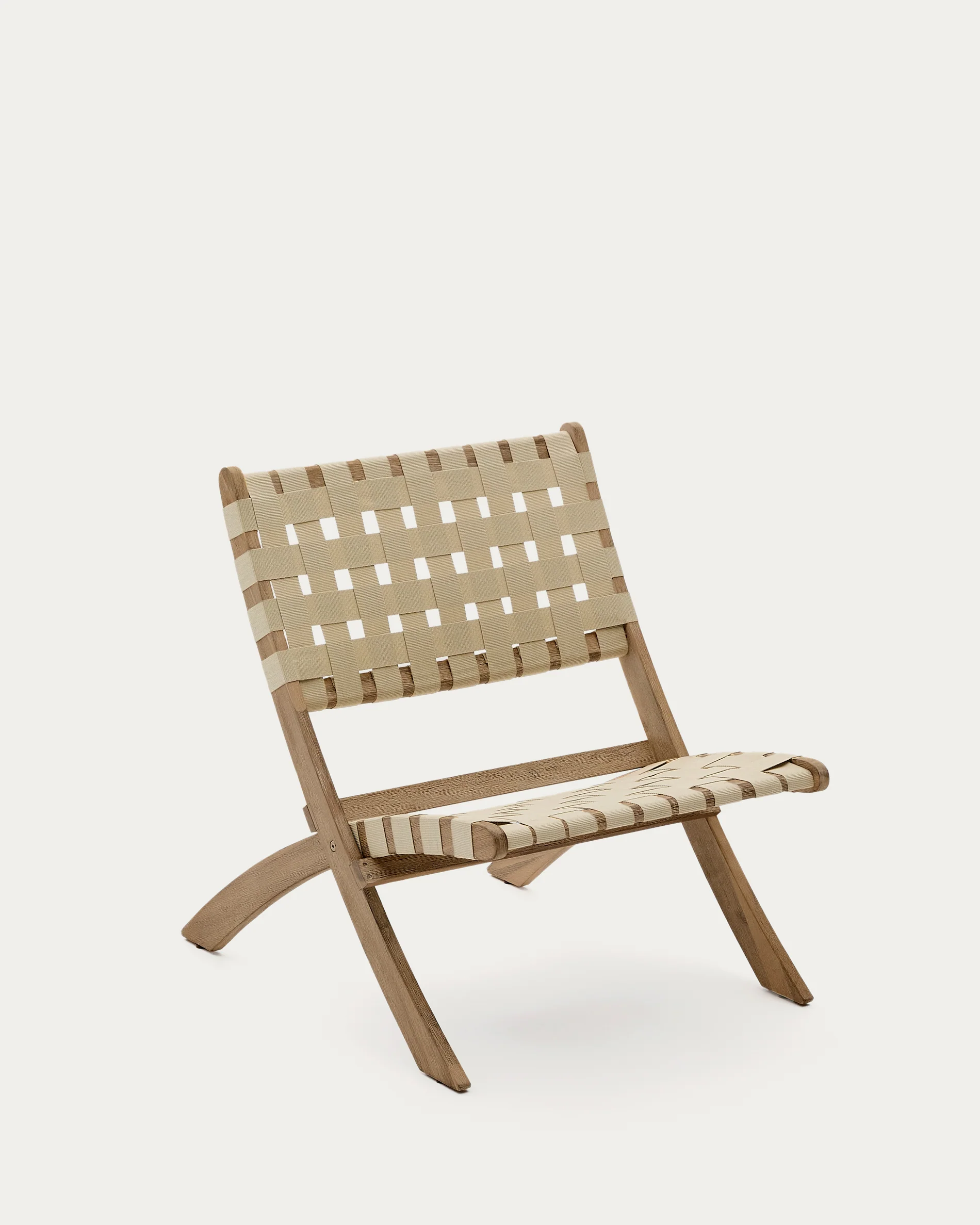 FSC 100% cream cord and solid acacia wood Chabeli folding chair
