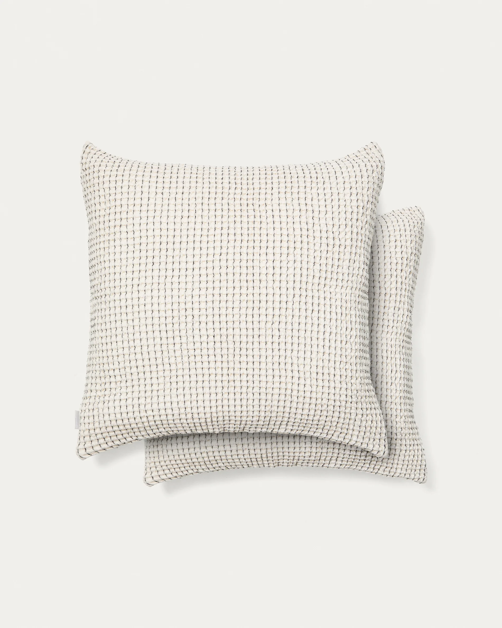 Mabile set of 2 blue striped jacquard cushions in 100% cotton 50 x 50cm