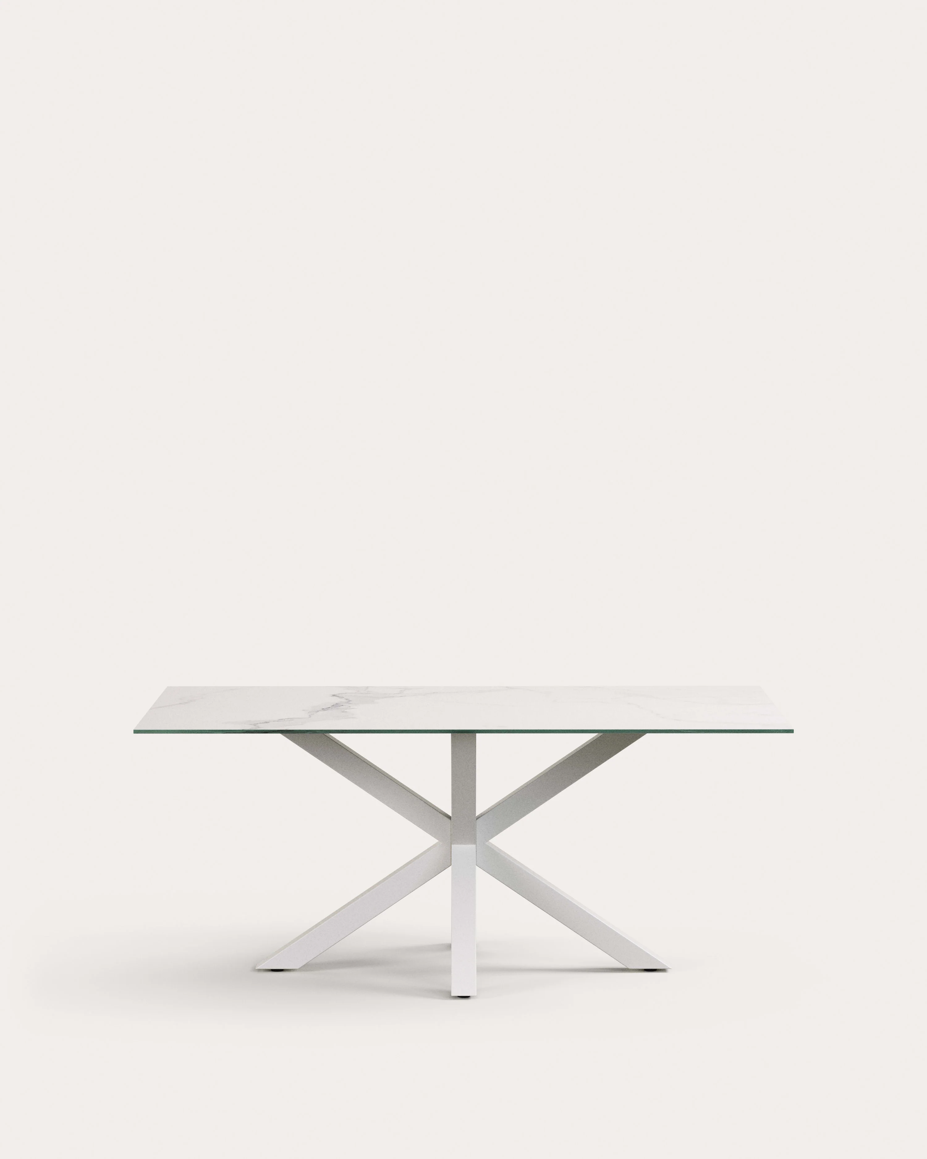 Argo table in white Kalos porcelain and steel legs with white finish, 180 x 100 cm